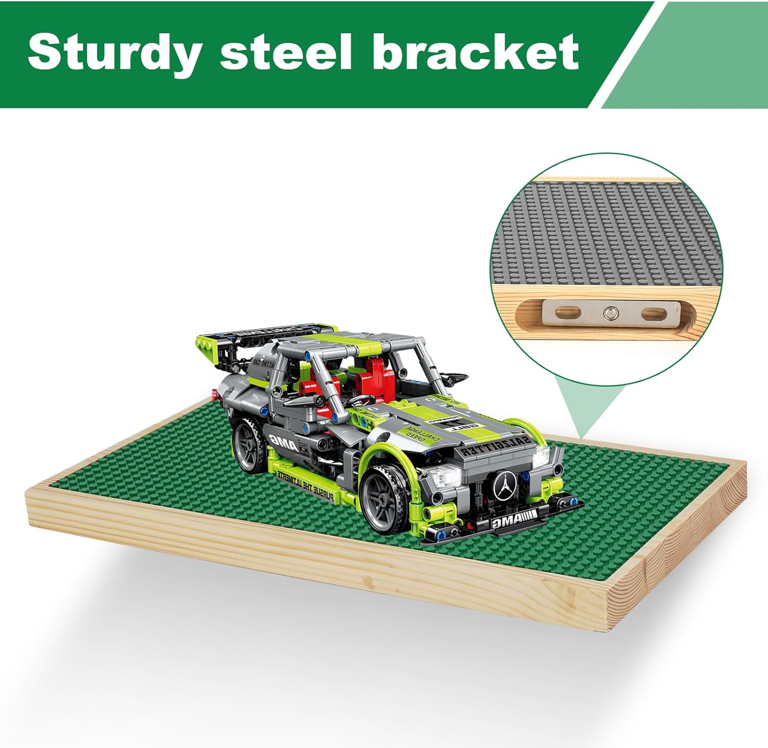 Vivise Display Shelves for Building Bricks 48x24 Wood Wall Mount