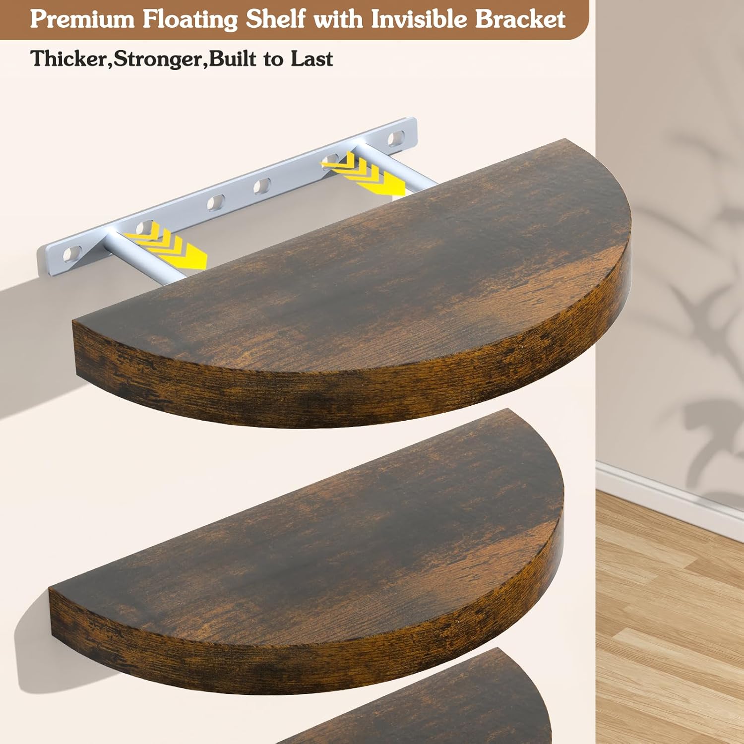 Olakee Floating Shelves Set of 3 Carbonized Black