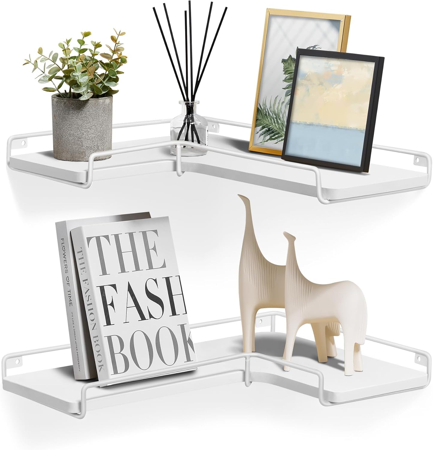 VASAGLE Corner Shelf Wall Mount Set of 2 Cloud White