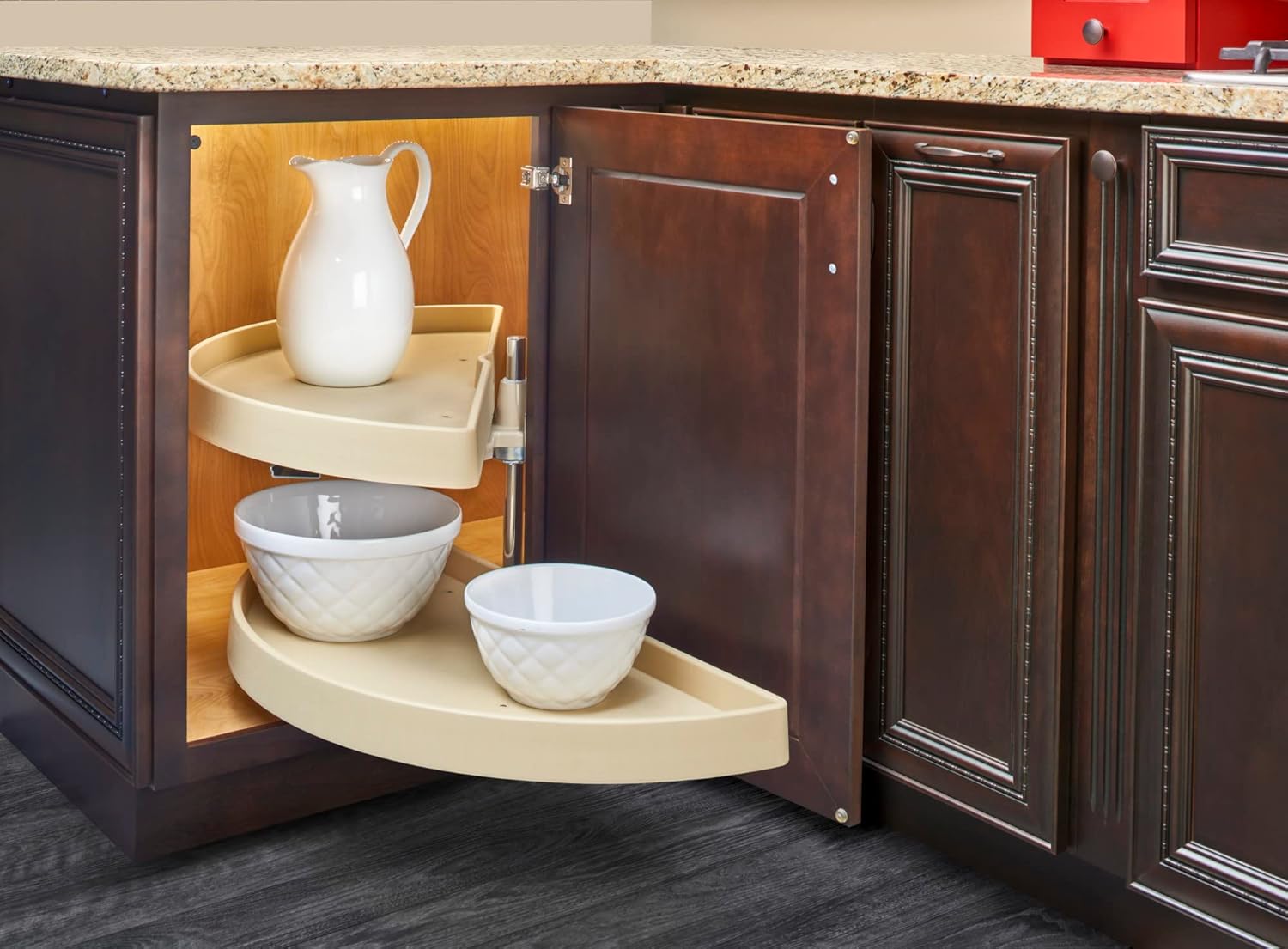 Rev-A-Shelf Polymer Pivot Slide Half Moon 2-Shelf Organizer