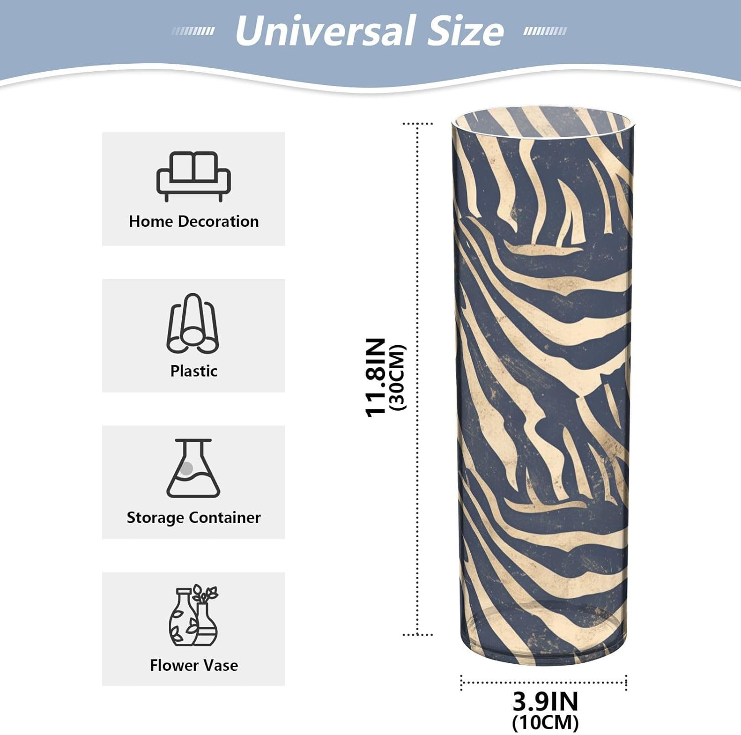 Animal Stripe Blue Plastic Hurricane Vase 118 x 39 Inch
