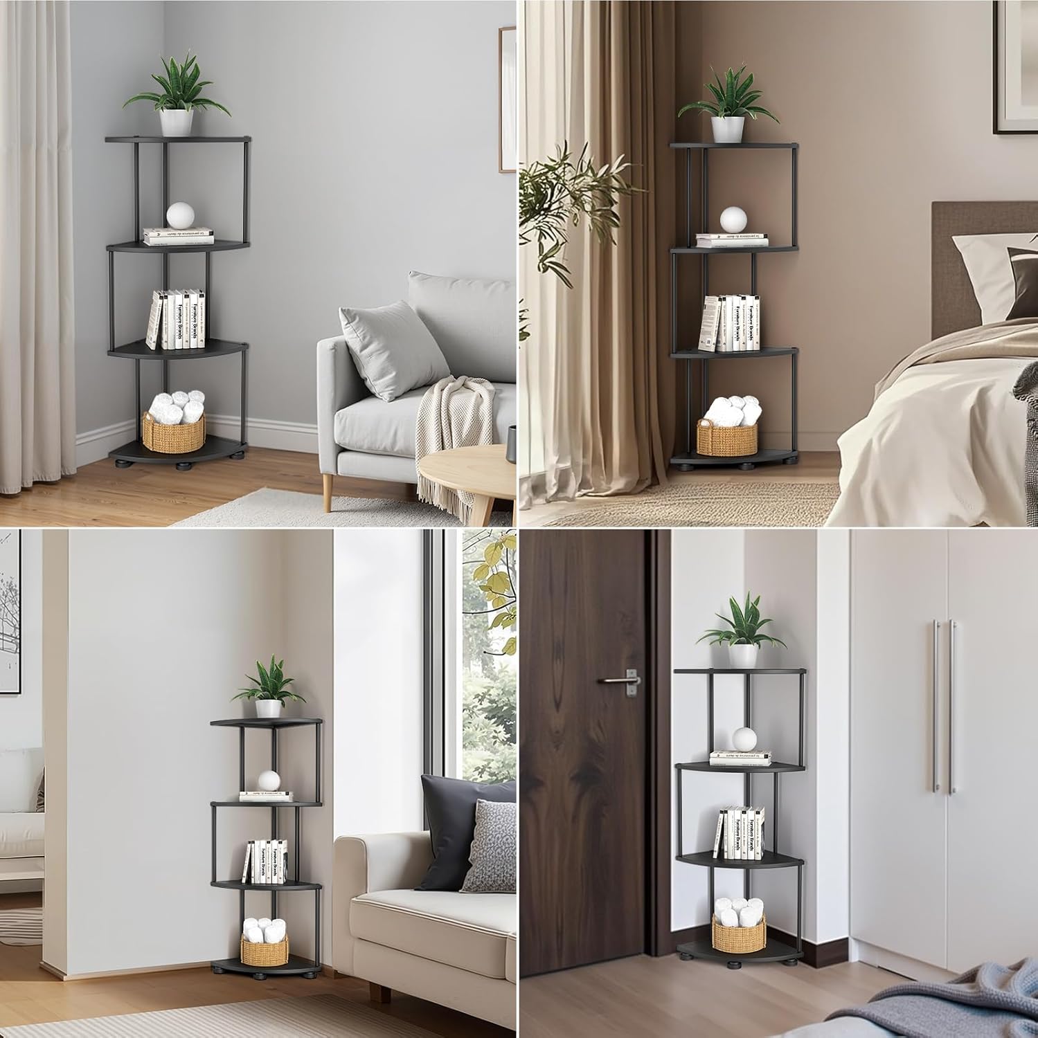 Haomsj 4 Tier Metal Corner Shelf Stand 41 Inches