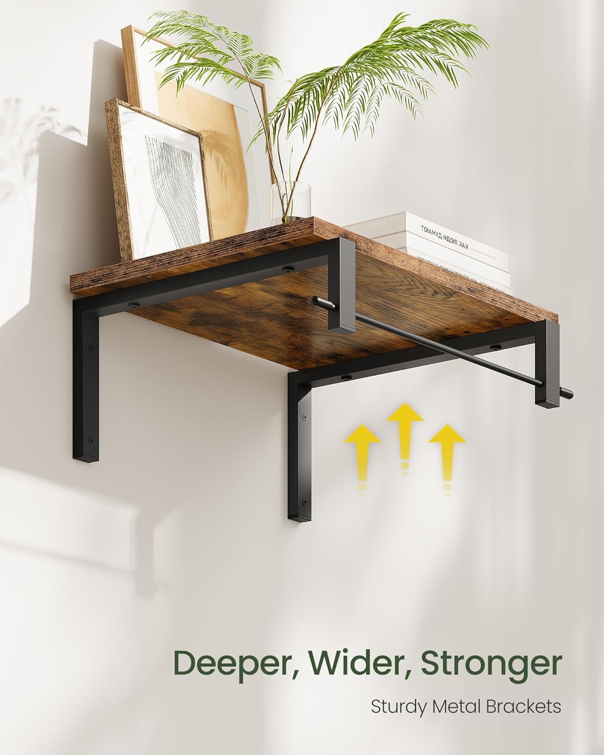Floating Shelves Set of 2 12 Inch Deep Rustic Brown and Black