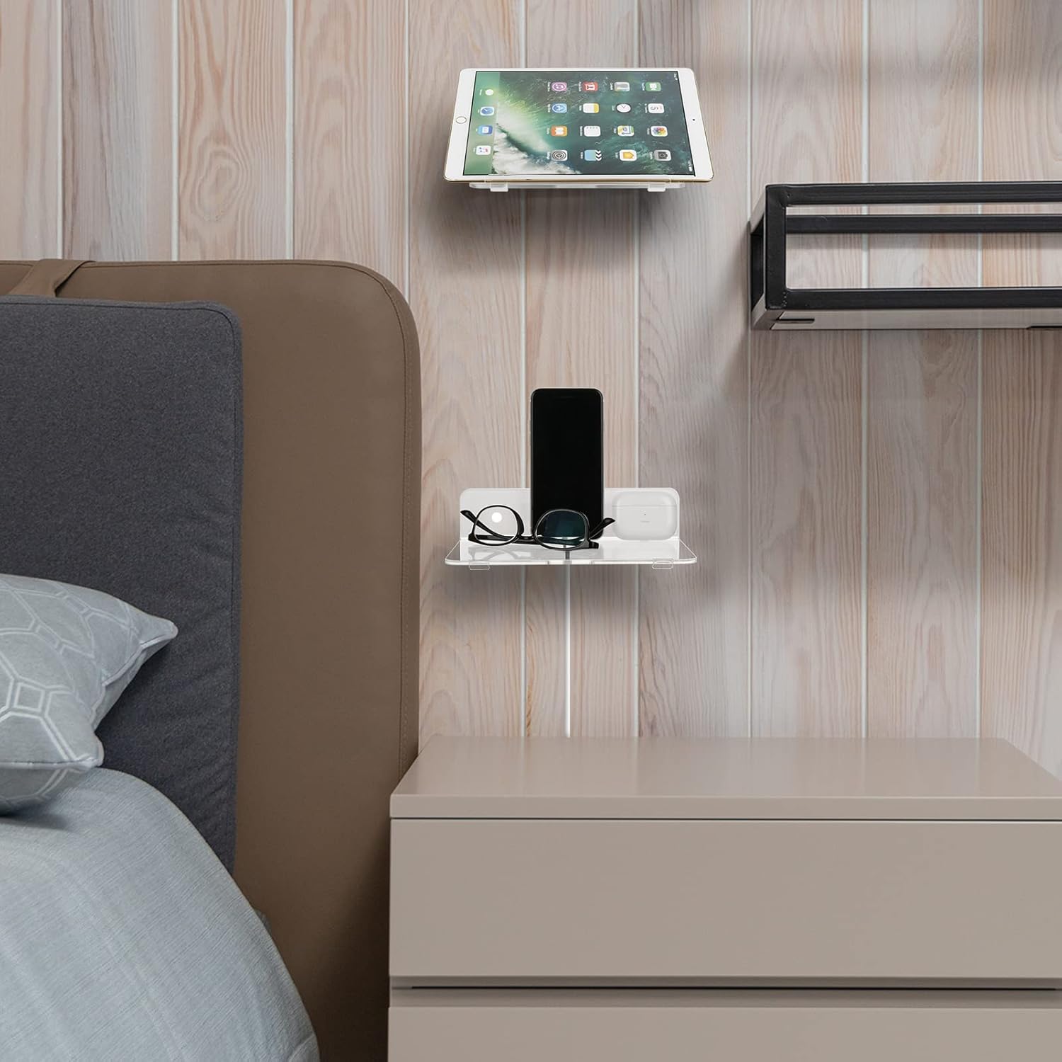 Cosmos Set of 2 Acrylic Floating Wall Shelves for Home Office Decor