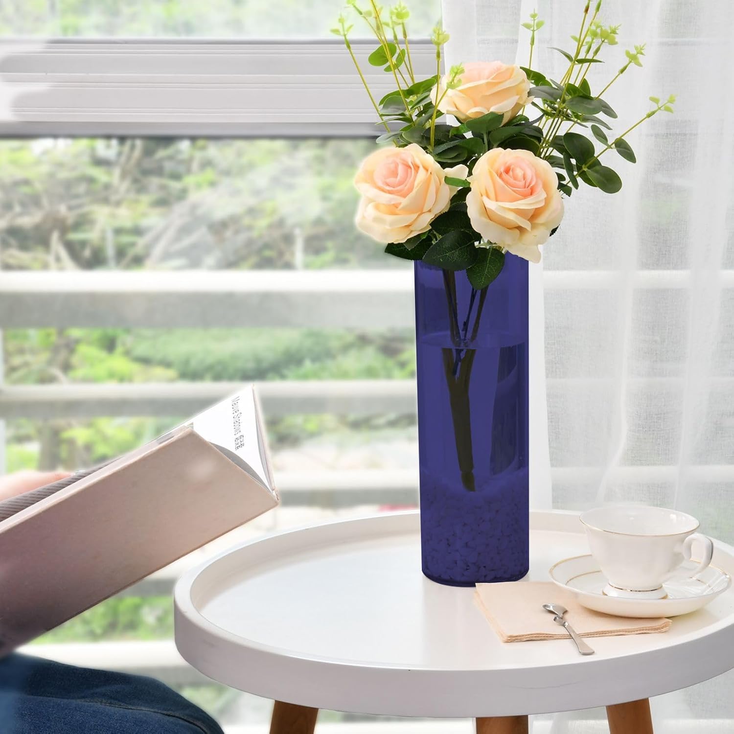 Midnight Blue Plastic Hurricane Candle Holder 118 x 39 Inch Aesthetic Vase