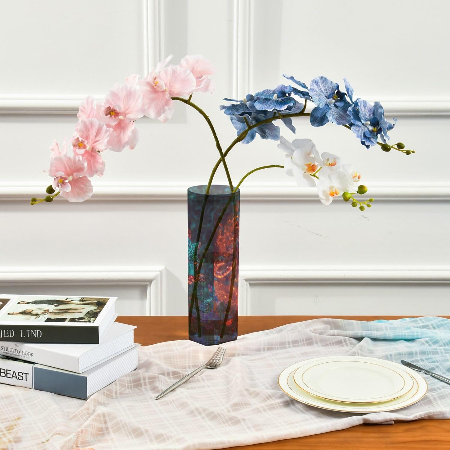 Turquoise Flash Leopard Plastic Vase 118x39 Inch