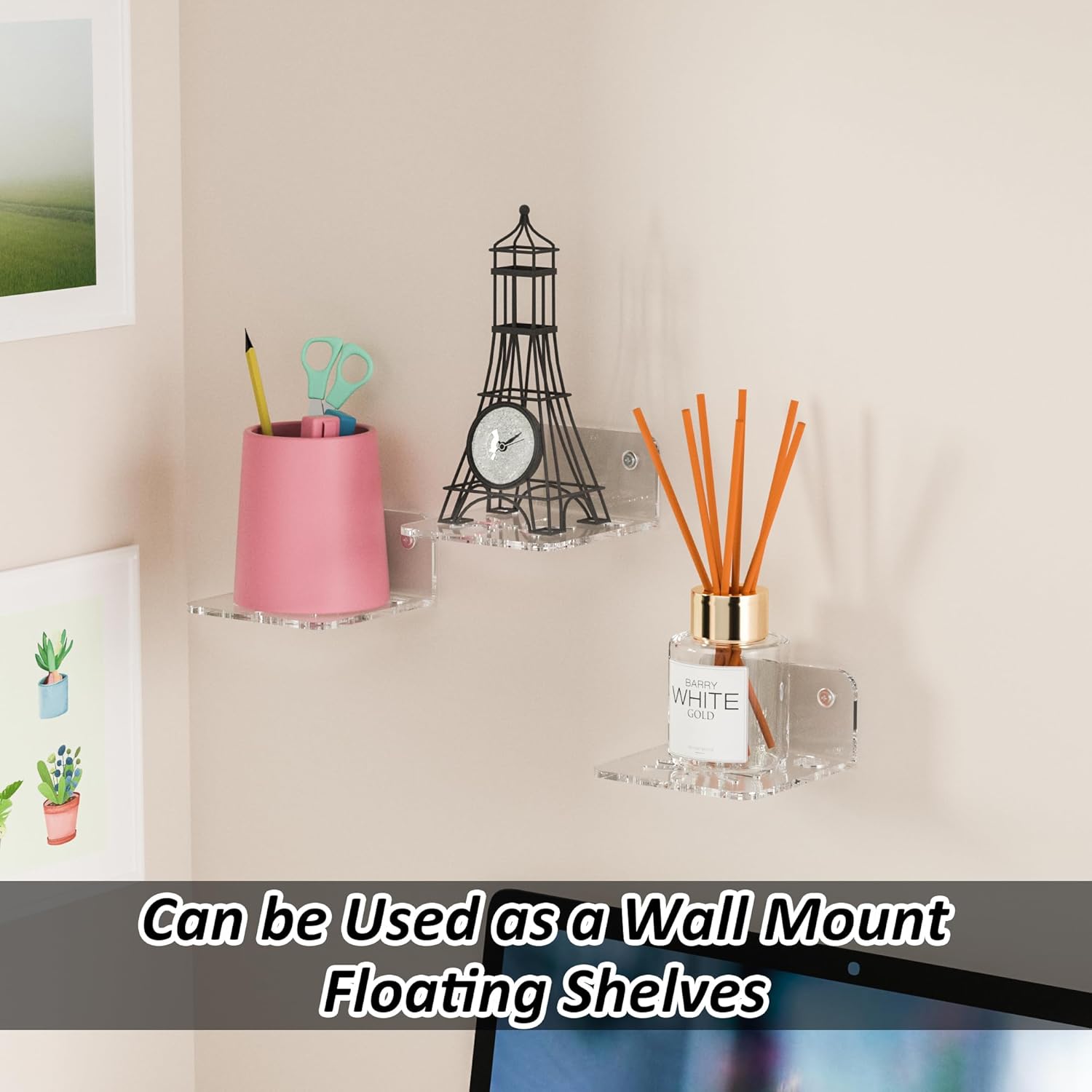 Clear Acrylic Wall Shelf 3 Pack for Security Cameras and More