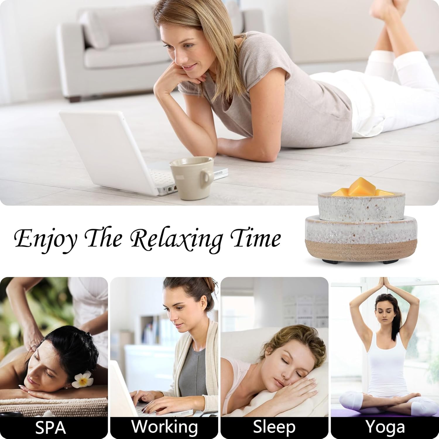 Ceramic Wax Melt Warmer 3-in-1 Electric for Candles and Essential Oils