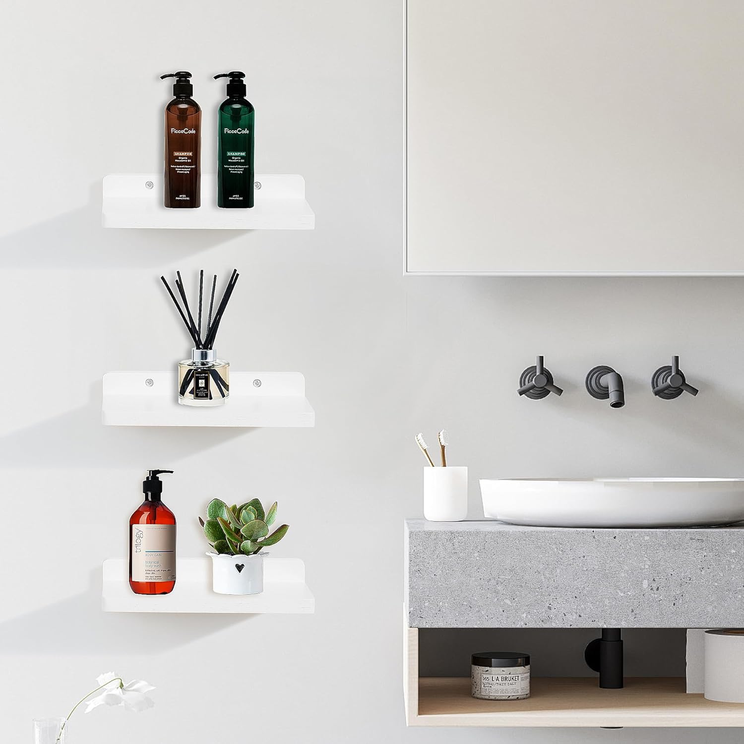 Small Floating Shelves Set of 3 White