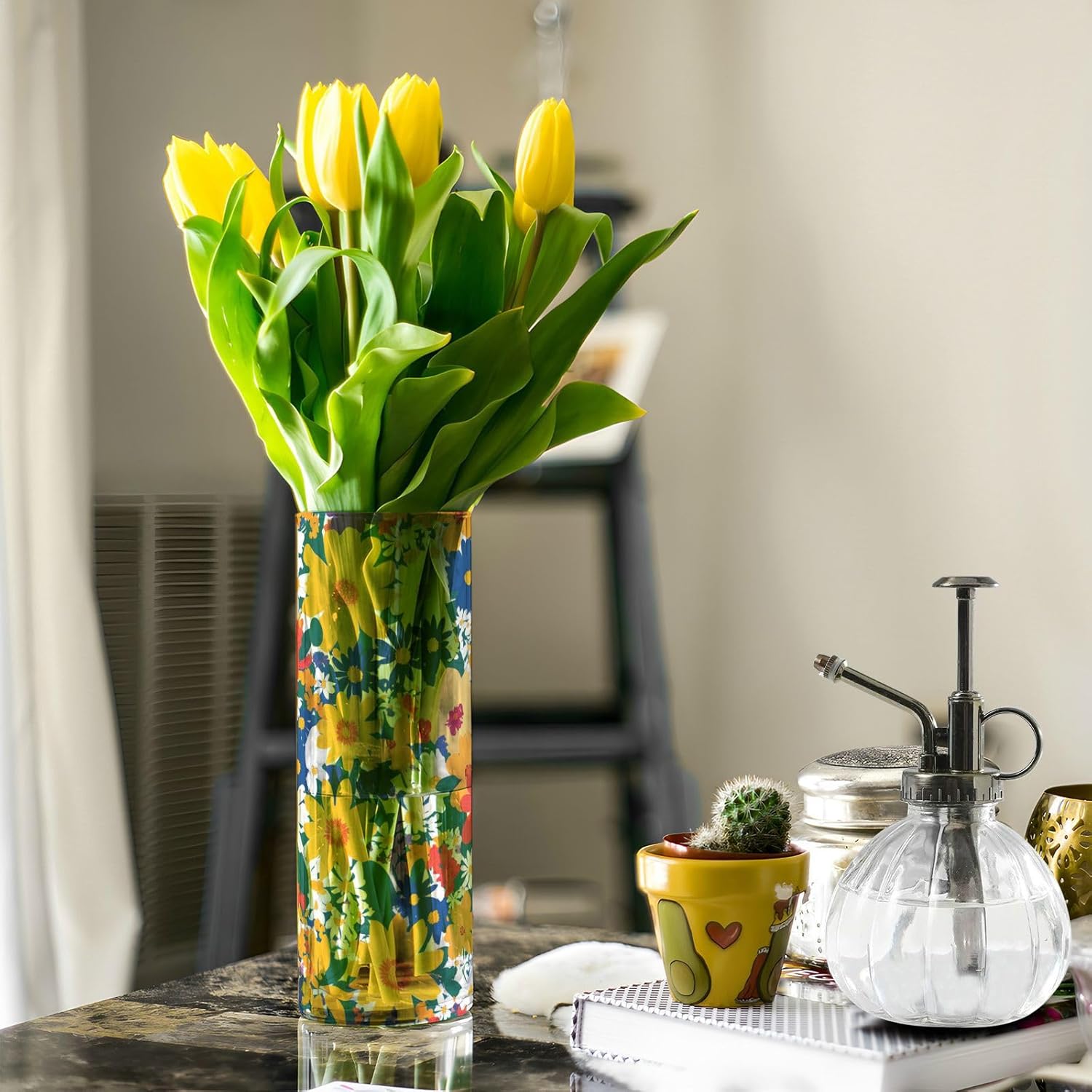 Colorful Daisy Plastic Cylinder Vase 118 x 39 Inch