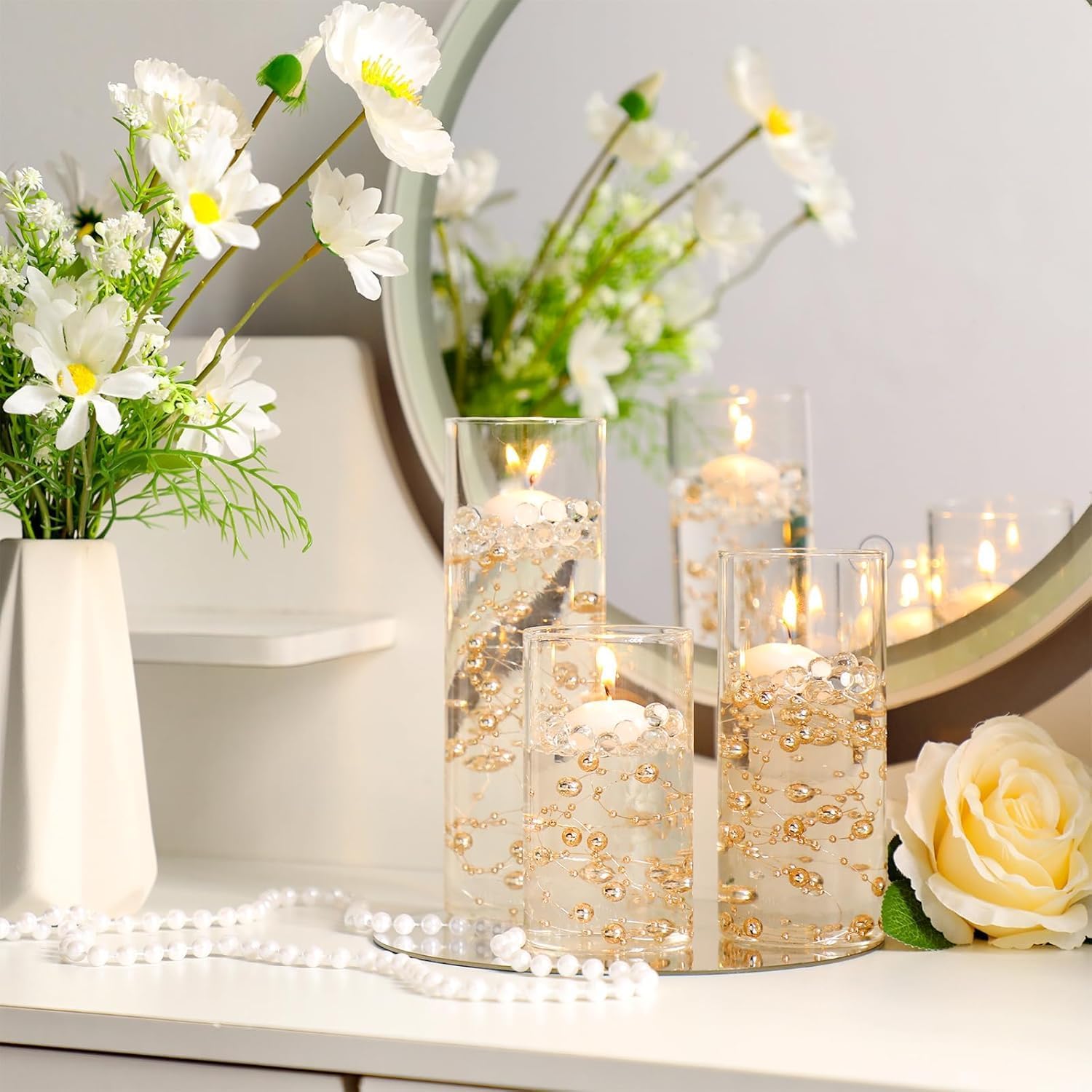 6 Pcs Glass Cylinder Vases for Centerpieces 5 6 8 Inch Tall Clear Decor Vases