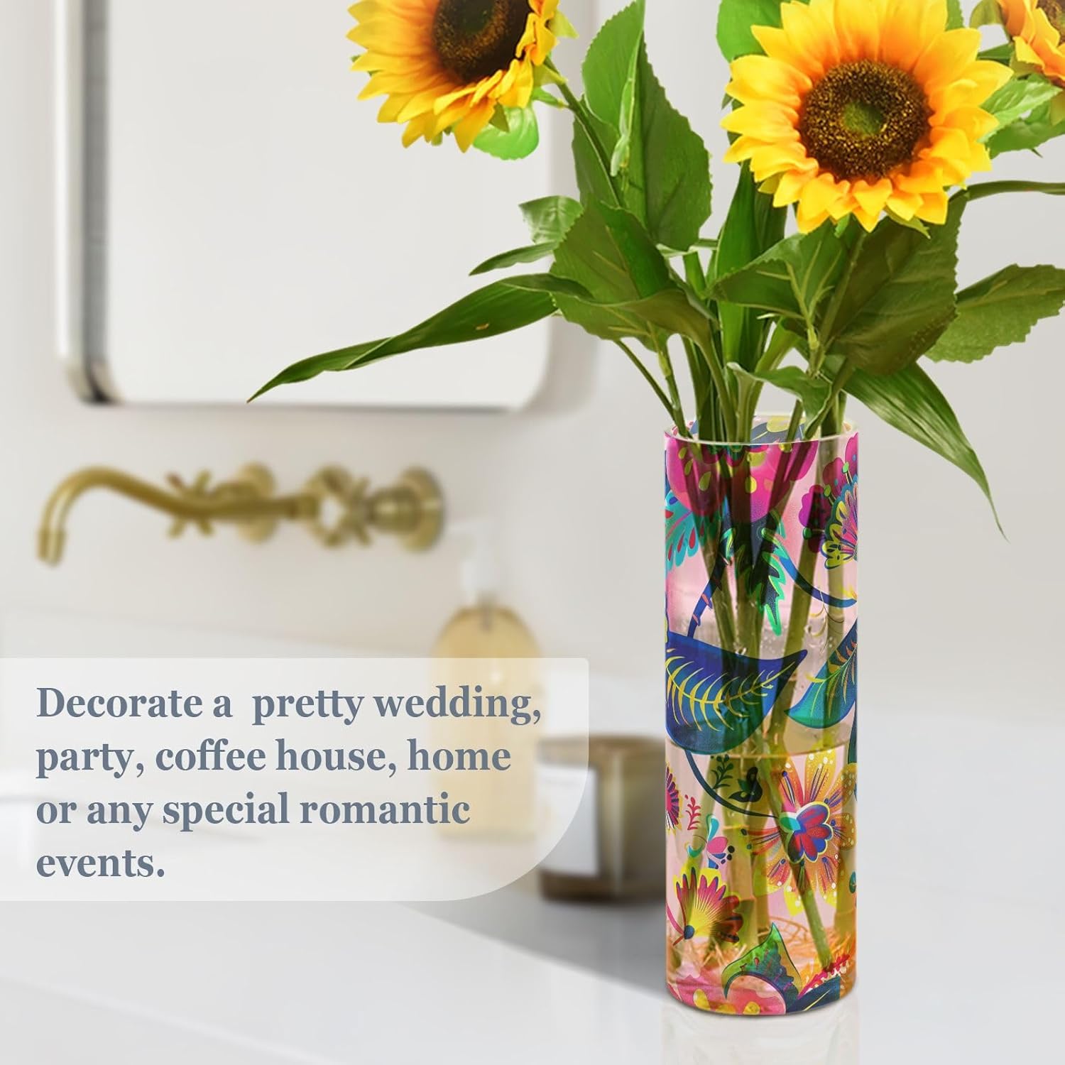 Peach Flower Plastic Hurricane Vase 118 x 39 Inch