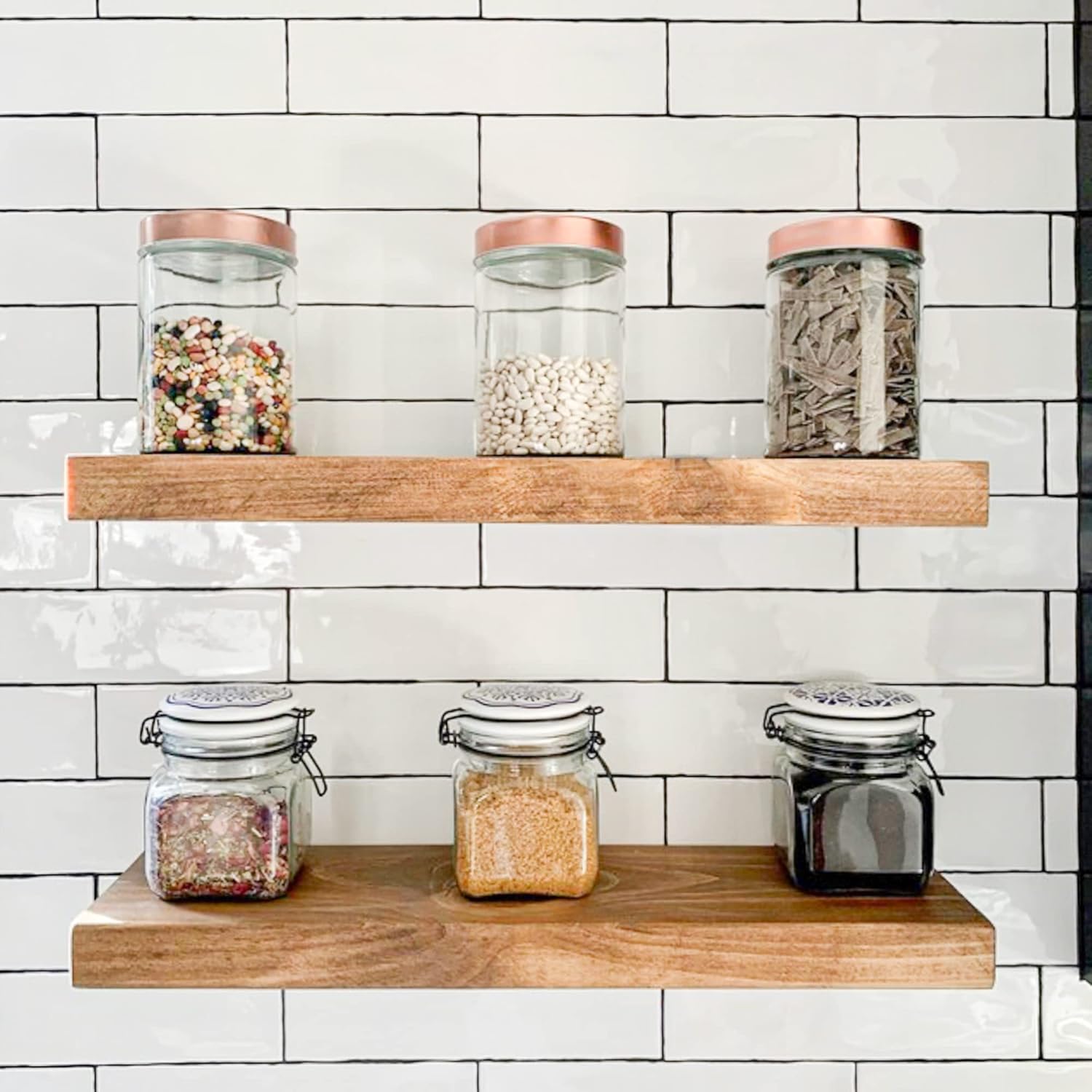 Rustic Floating Shelves Set of 2 Solid Wood Heavy Duty