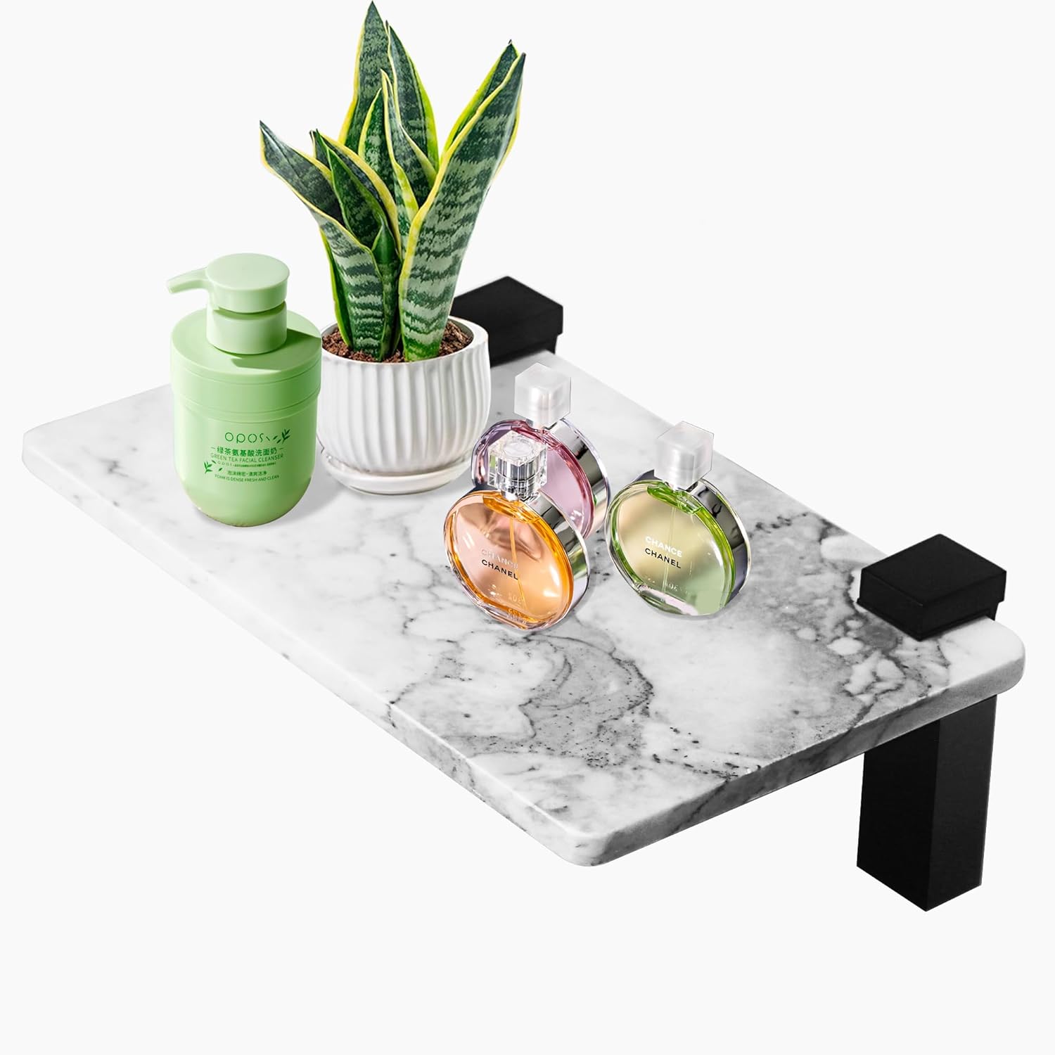 LUANT Bathroom Floating Shelves Marble Stone Wall Mount Organizer