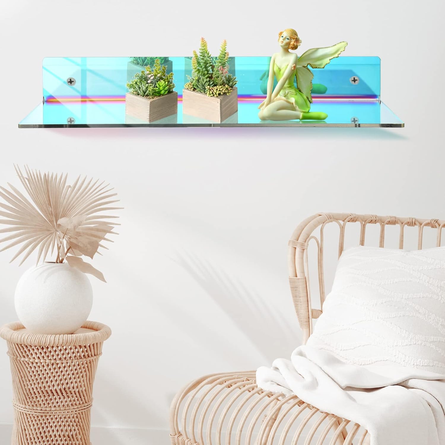 Iridescent Acrylic Floating Shelves 4 Pieces