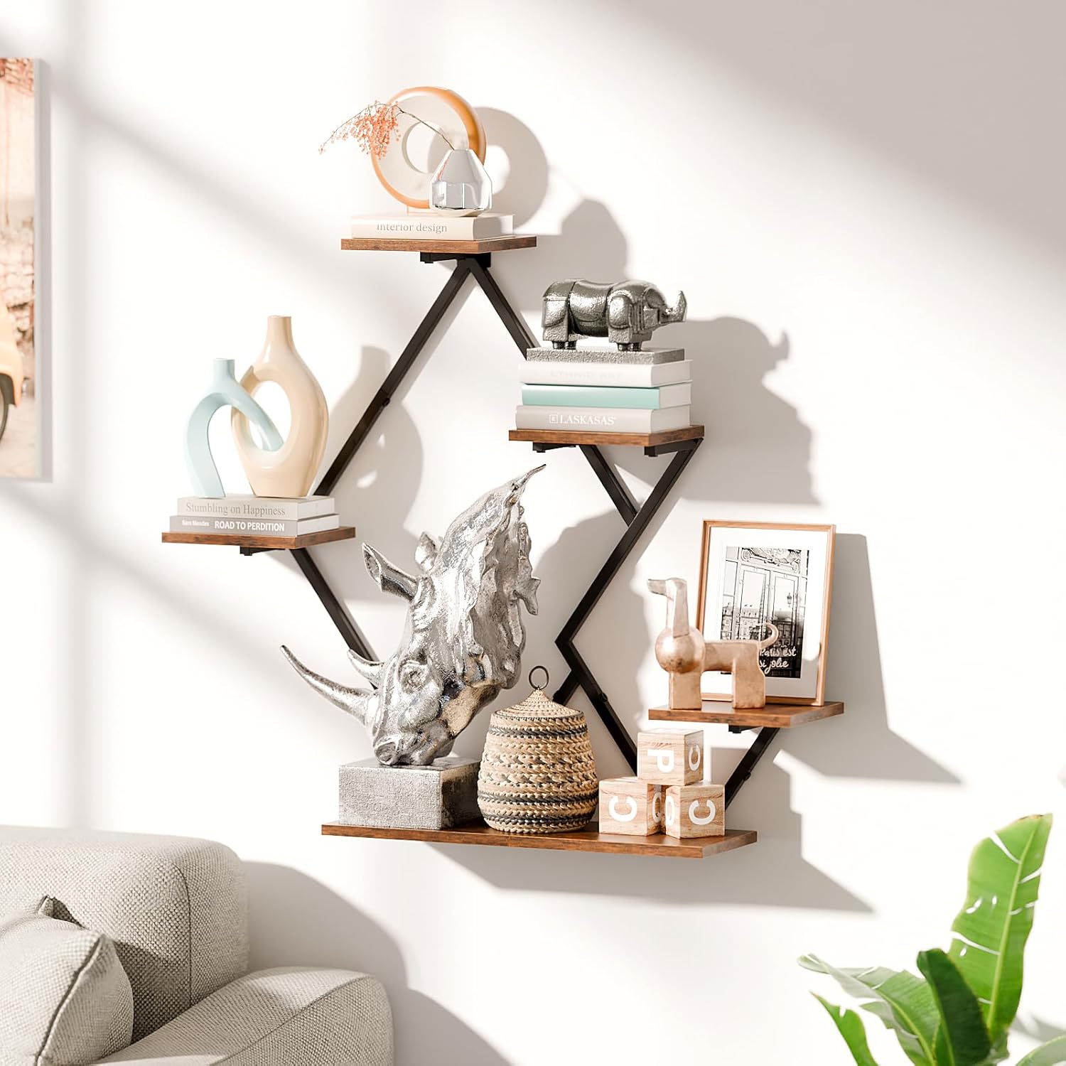 Floating Shelves for Wall Rustic Brown Black