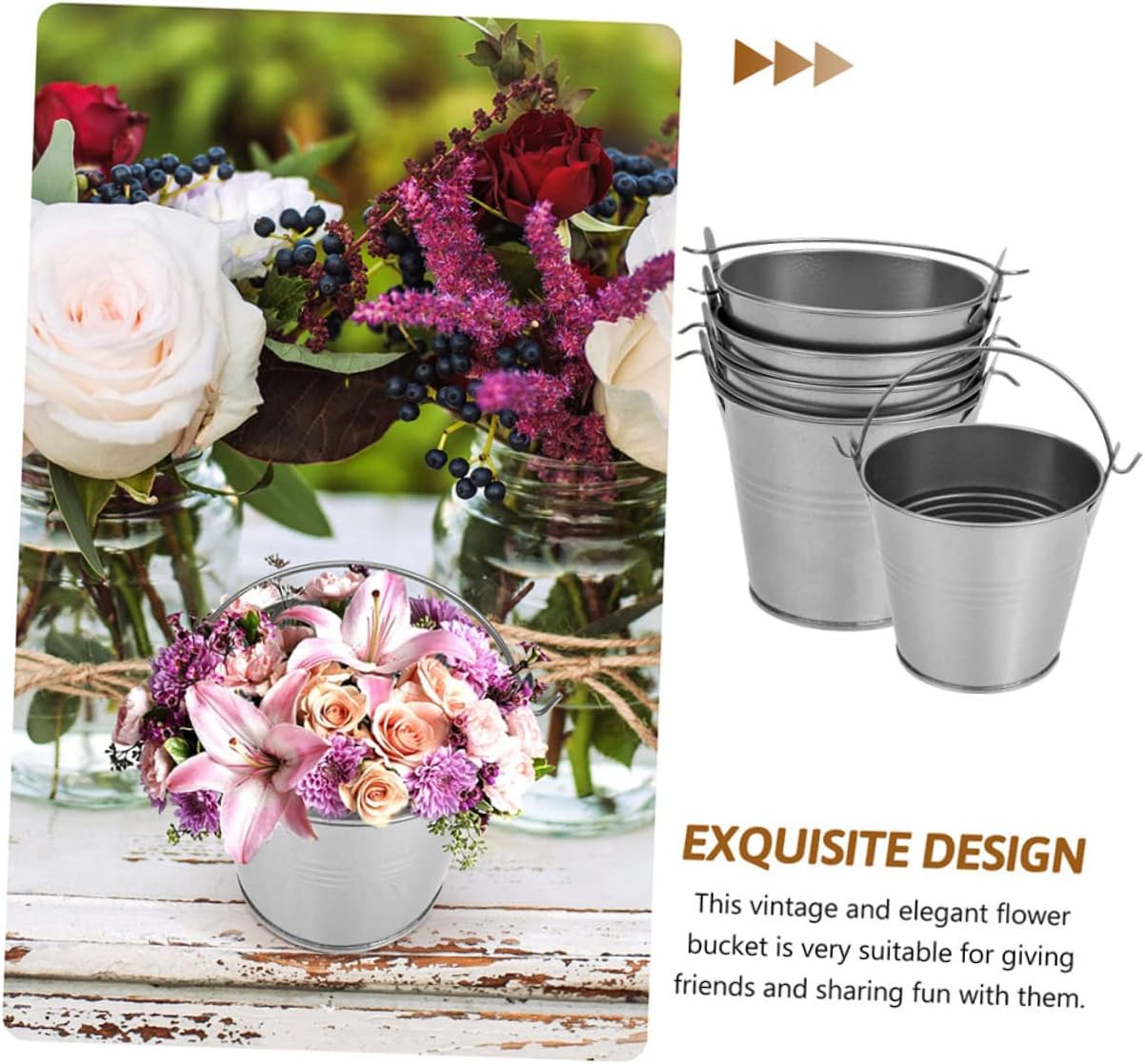 5pcs Vintage Iron Flower Pots for Home Decor and Party Use