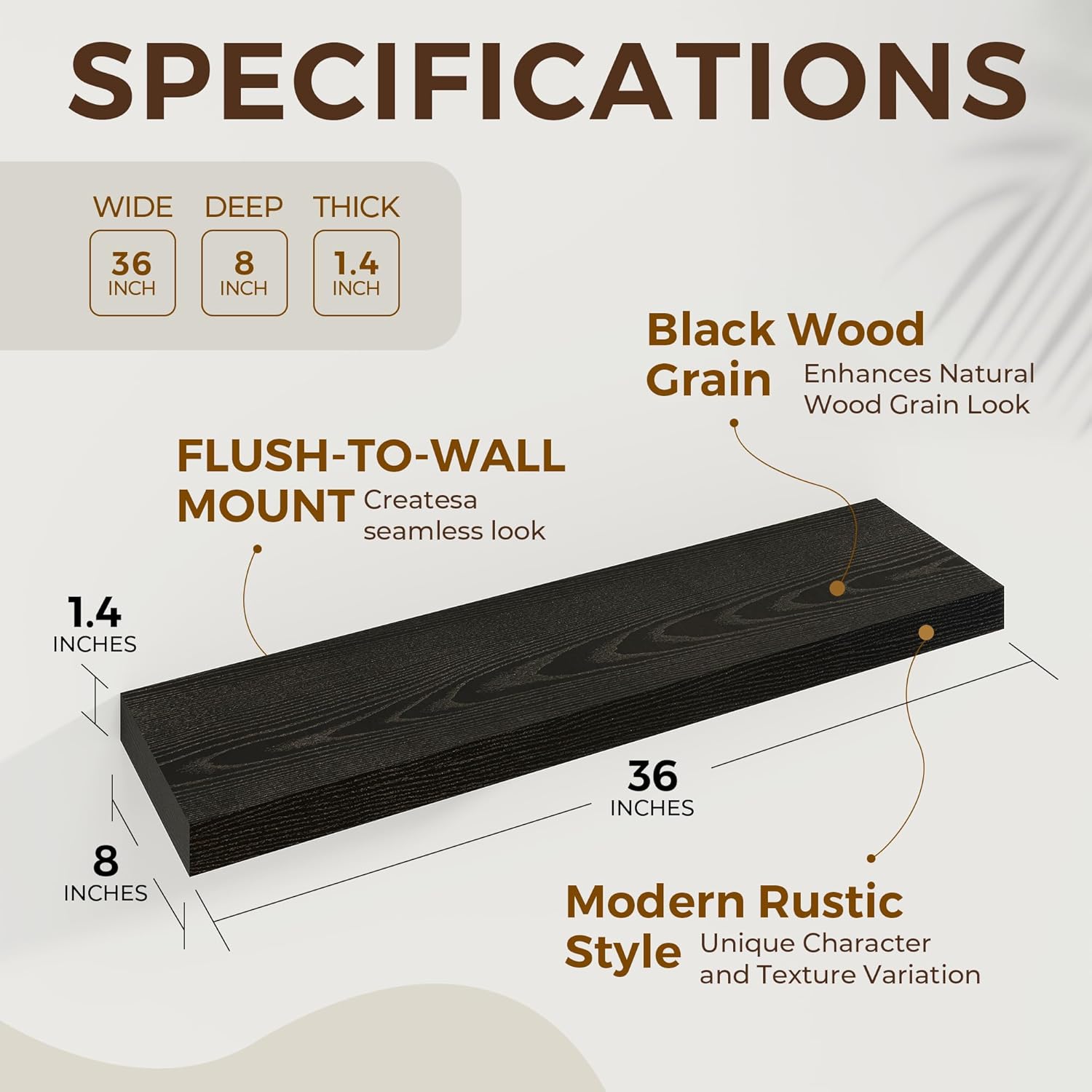 Dreamland 36 Inch Floating Shelves Set of 2 Black