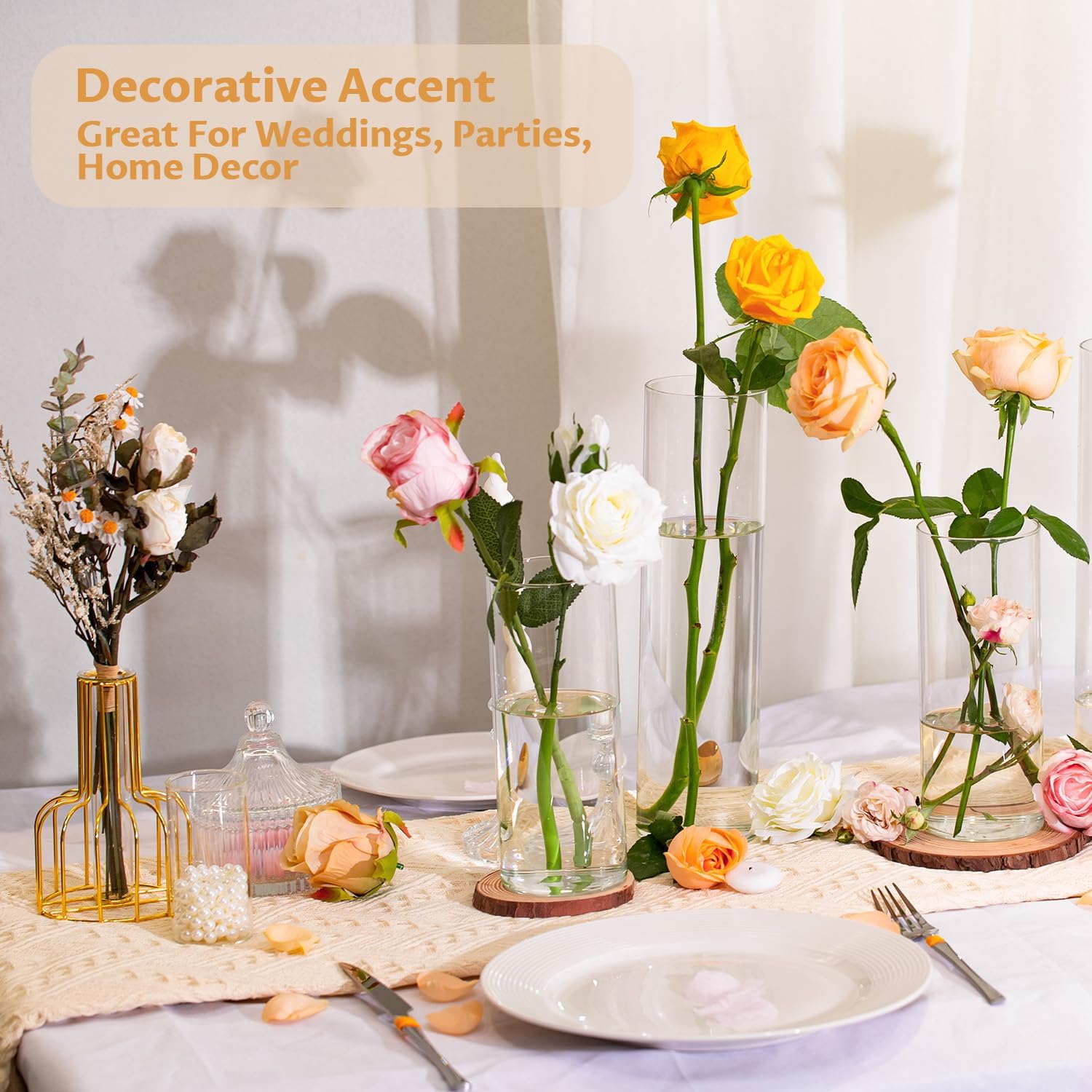 Clear Glass Cylinder Vases 4 6 8 10 Inch Set