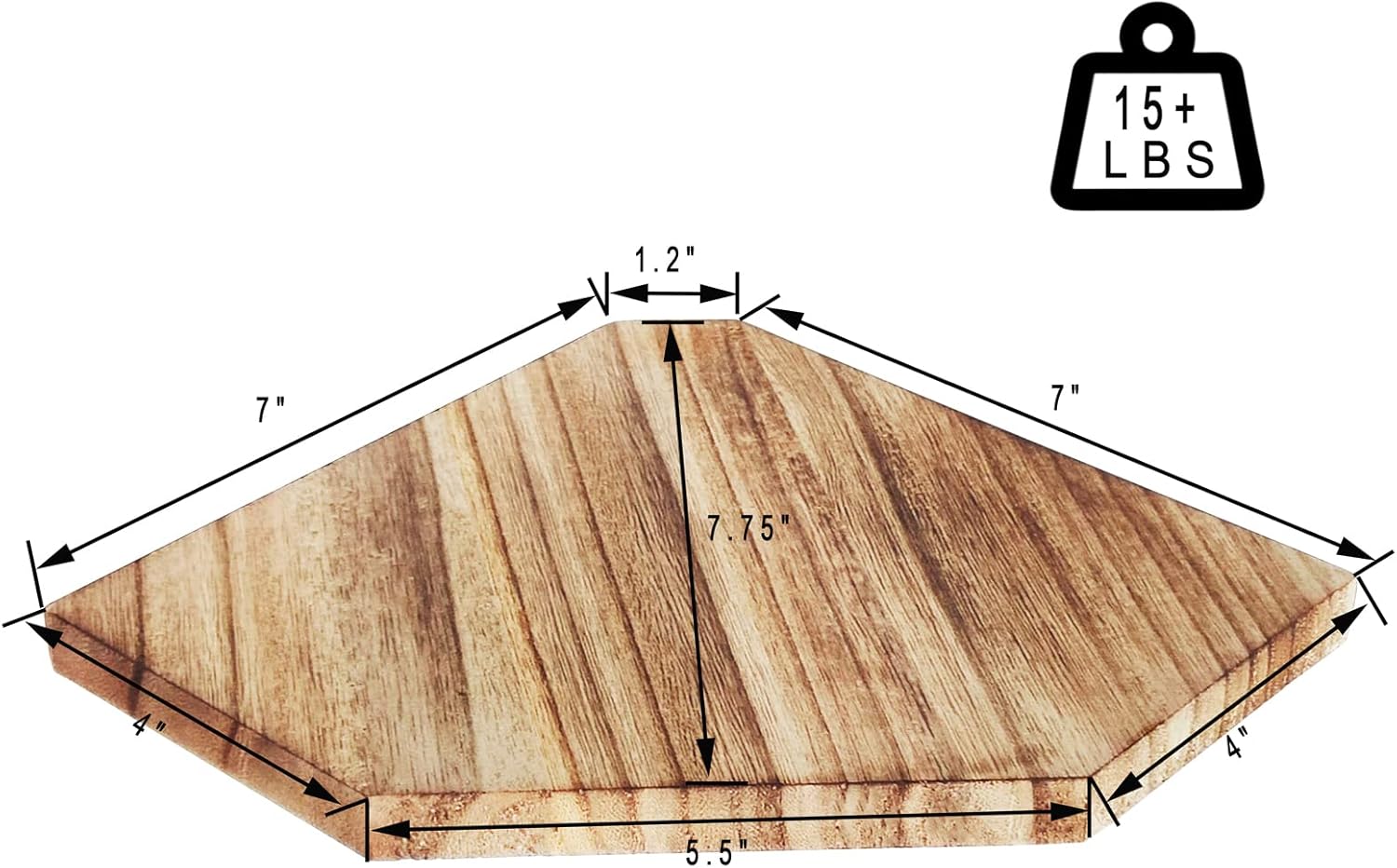 HAO Floating Corner Wall Shelves Rustic Diamond Shape Set of 3 Carbonized Black