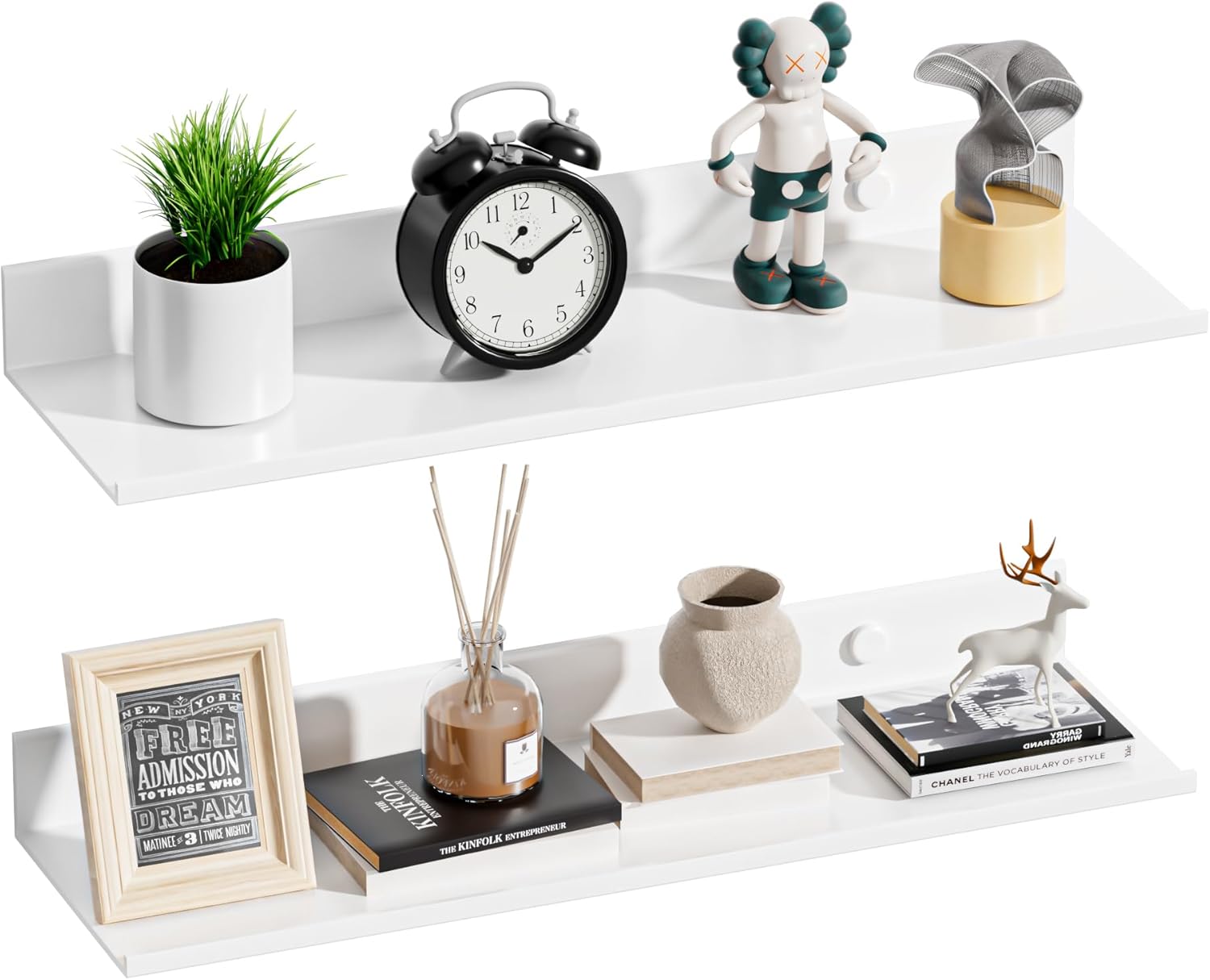 Wisfame White Floating Wall Shelves Set of 2 157 Inch