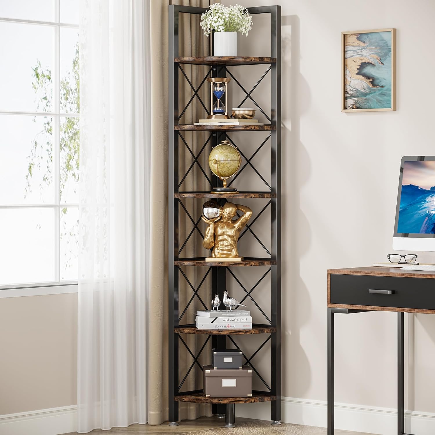 Tribesigns 6 Tier Corner Shelf for Small Spaces