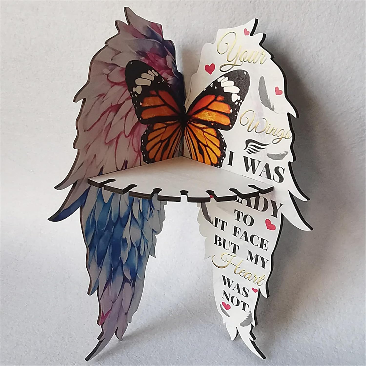 Wooden Floating Corner Shelf with Butterfly Design