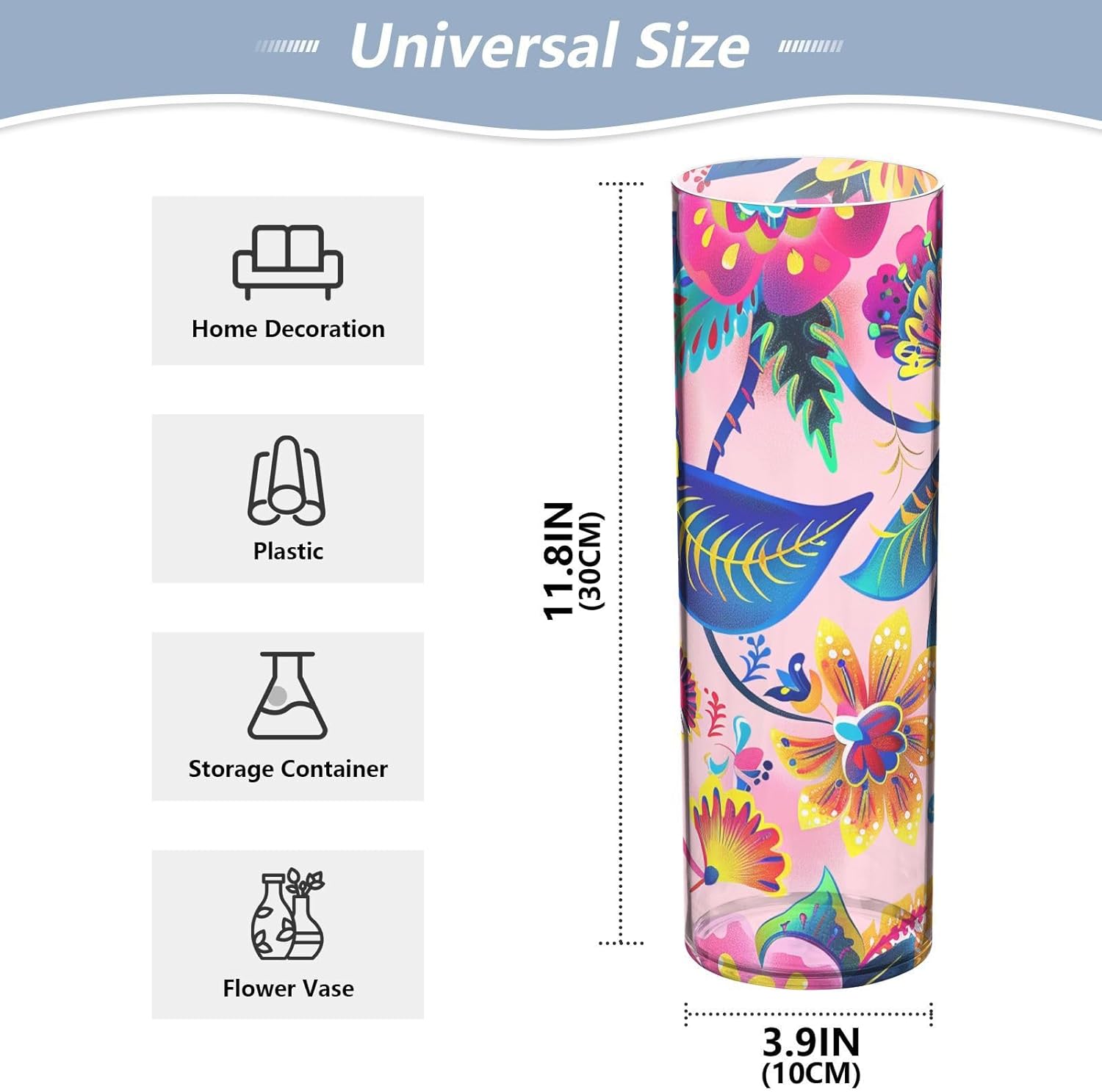 Peach Flower Plastic Hurricane Vase 118 x 39 Inch