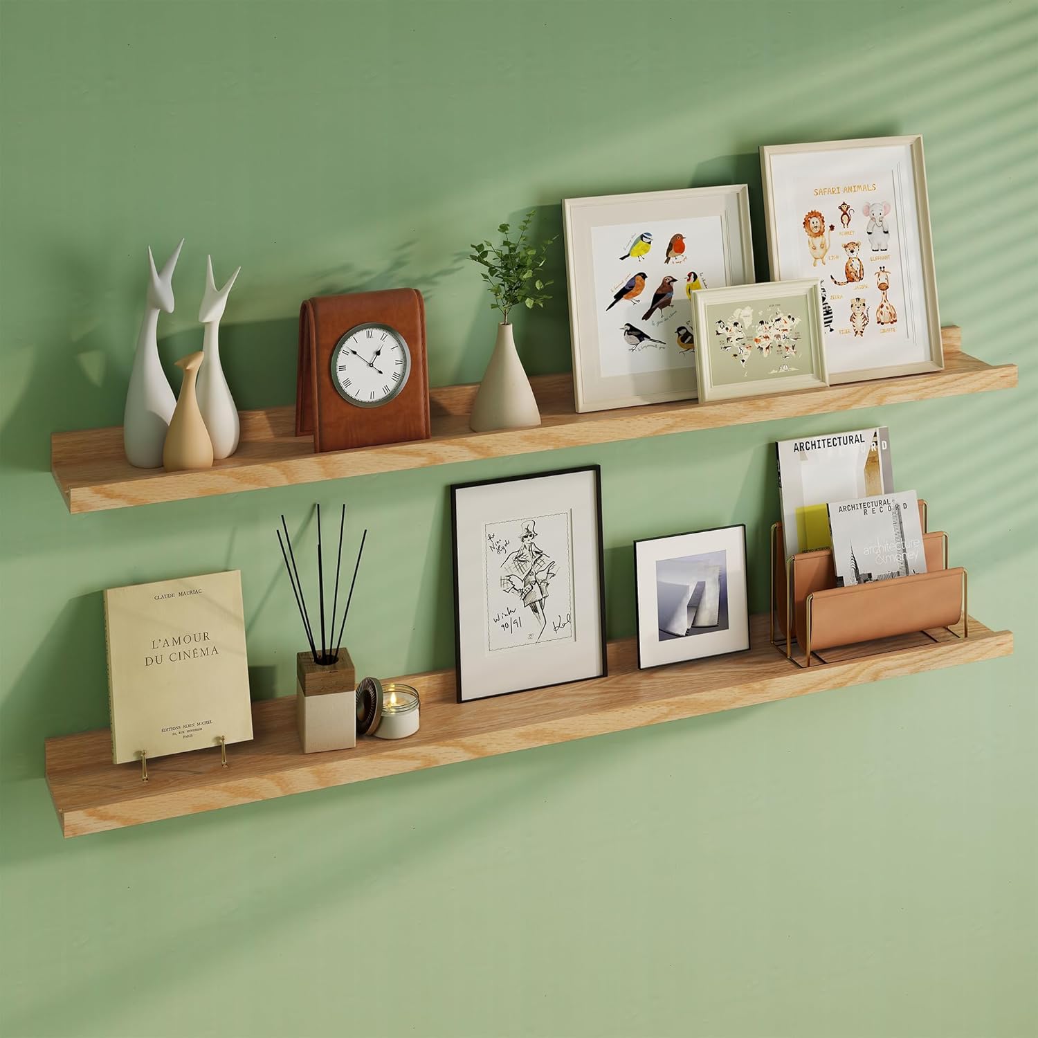 Floating Picture Ledge Shelves Set of 2 Solid Oak