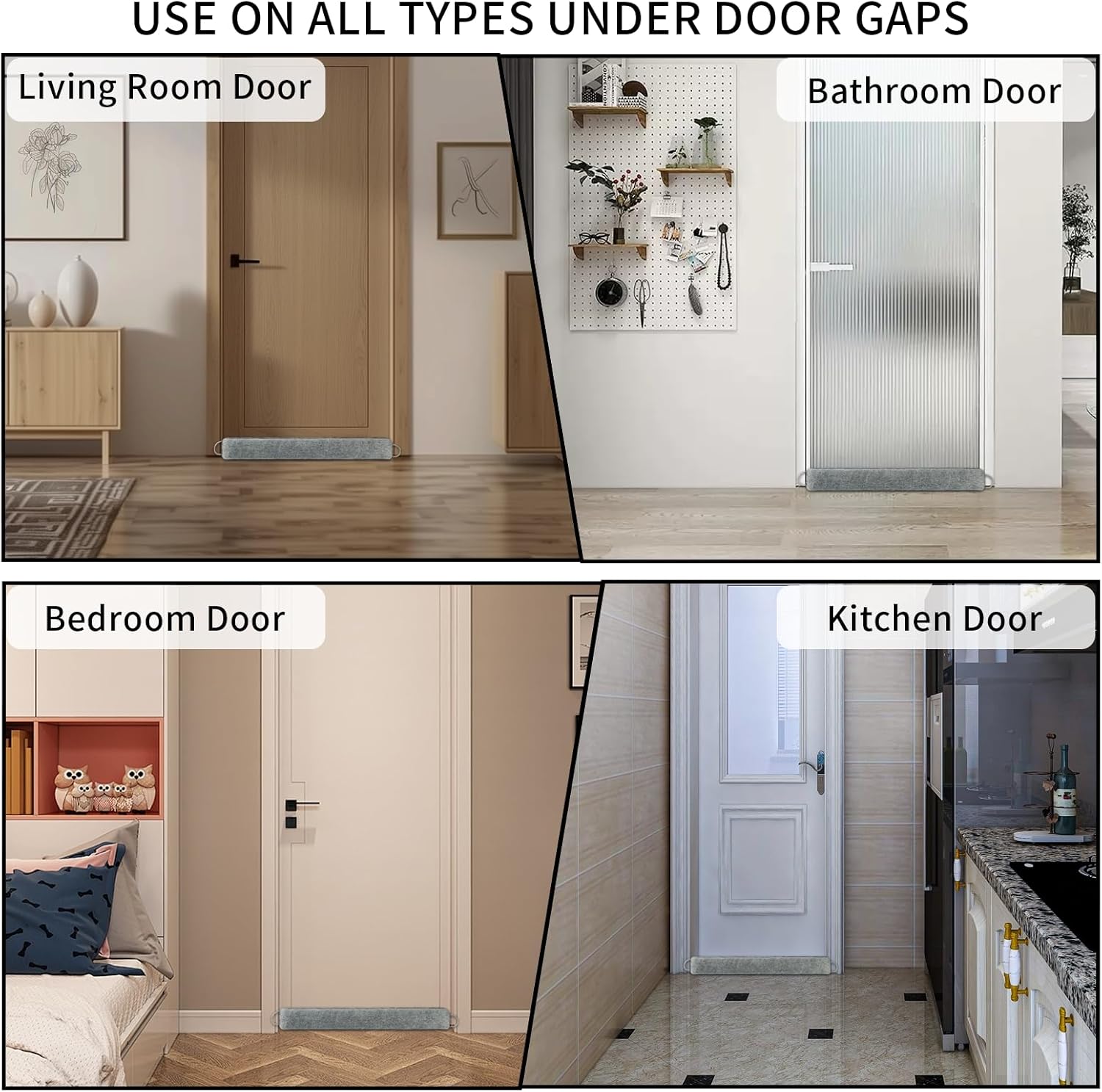 36 Inch Weighted Door Draft Stopper Grey Noise Blocker Dustproof