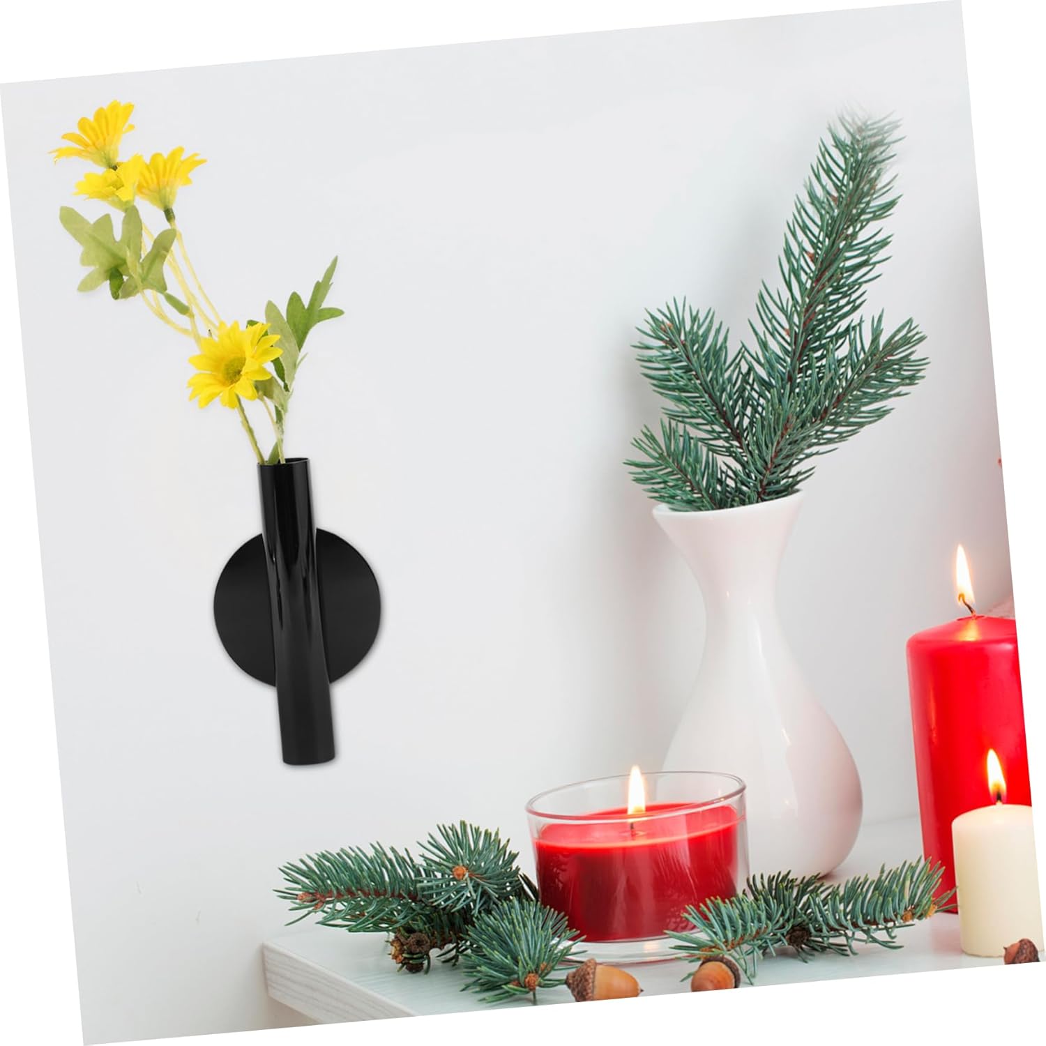 Zerodeko 2pcs Wall-Mounted Metal Flower Vase Tubes for Home Decor
