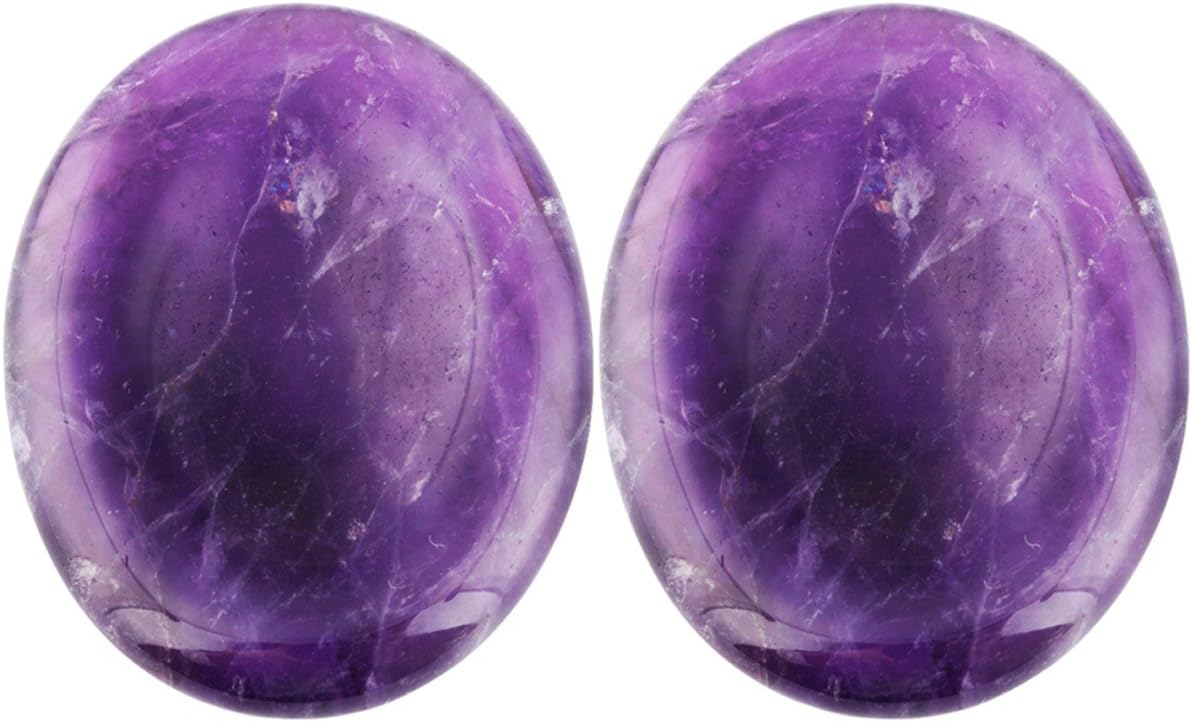 Rockcloud Natural Worry Stone Amethyst for Anxiety Relief