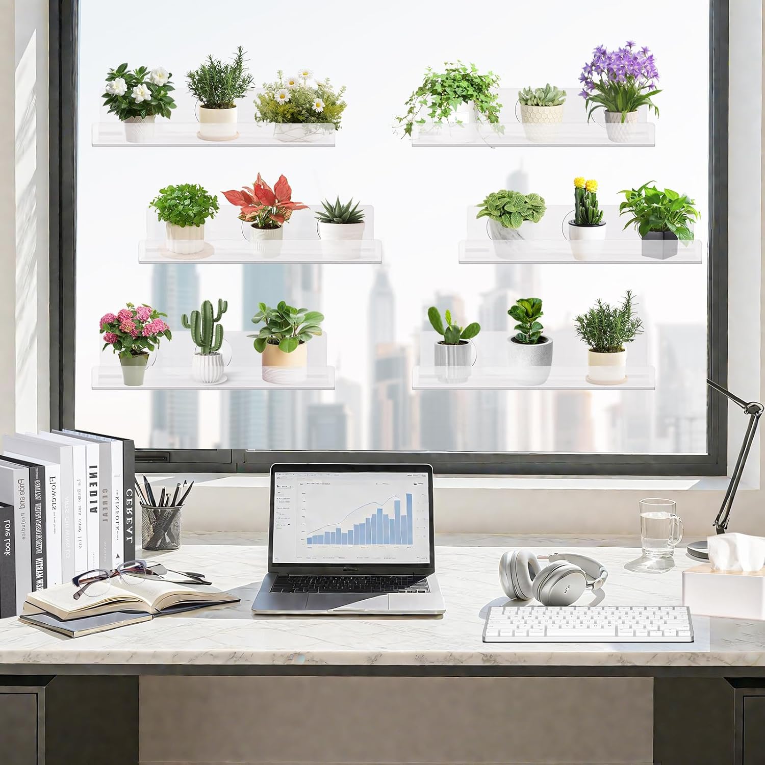 Windproof Floating Shelf Set 6 Pack for Plants and Decor