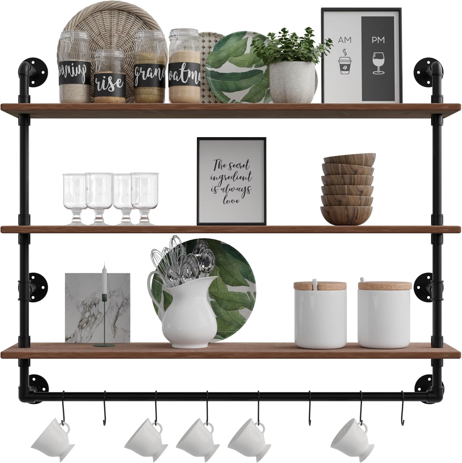 ROGMARS 3 Tier Floating Shelves with Wood