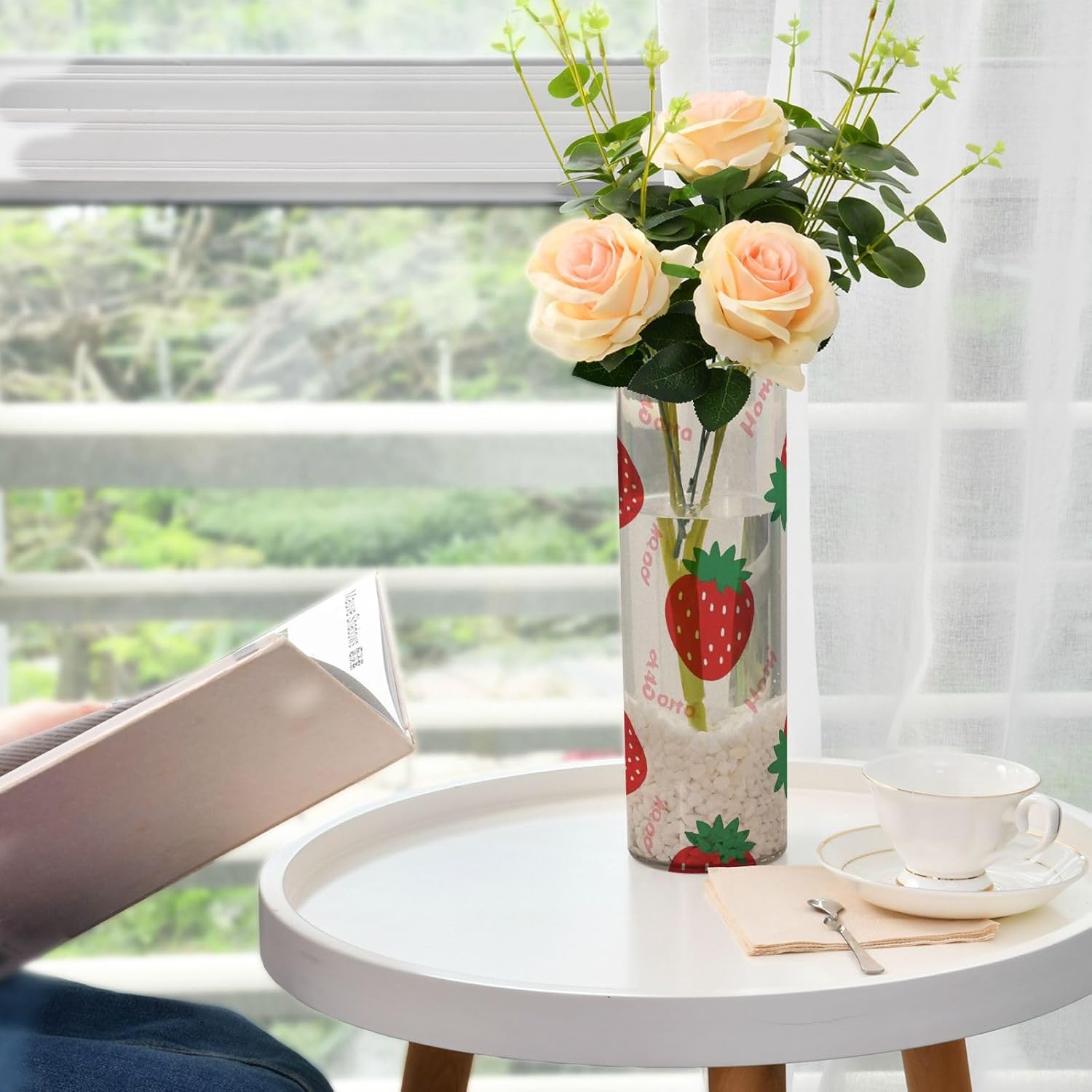 Cute Cartoon Strawberry Beige Plastic Vase 118x39 Inch Decorative