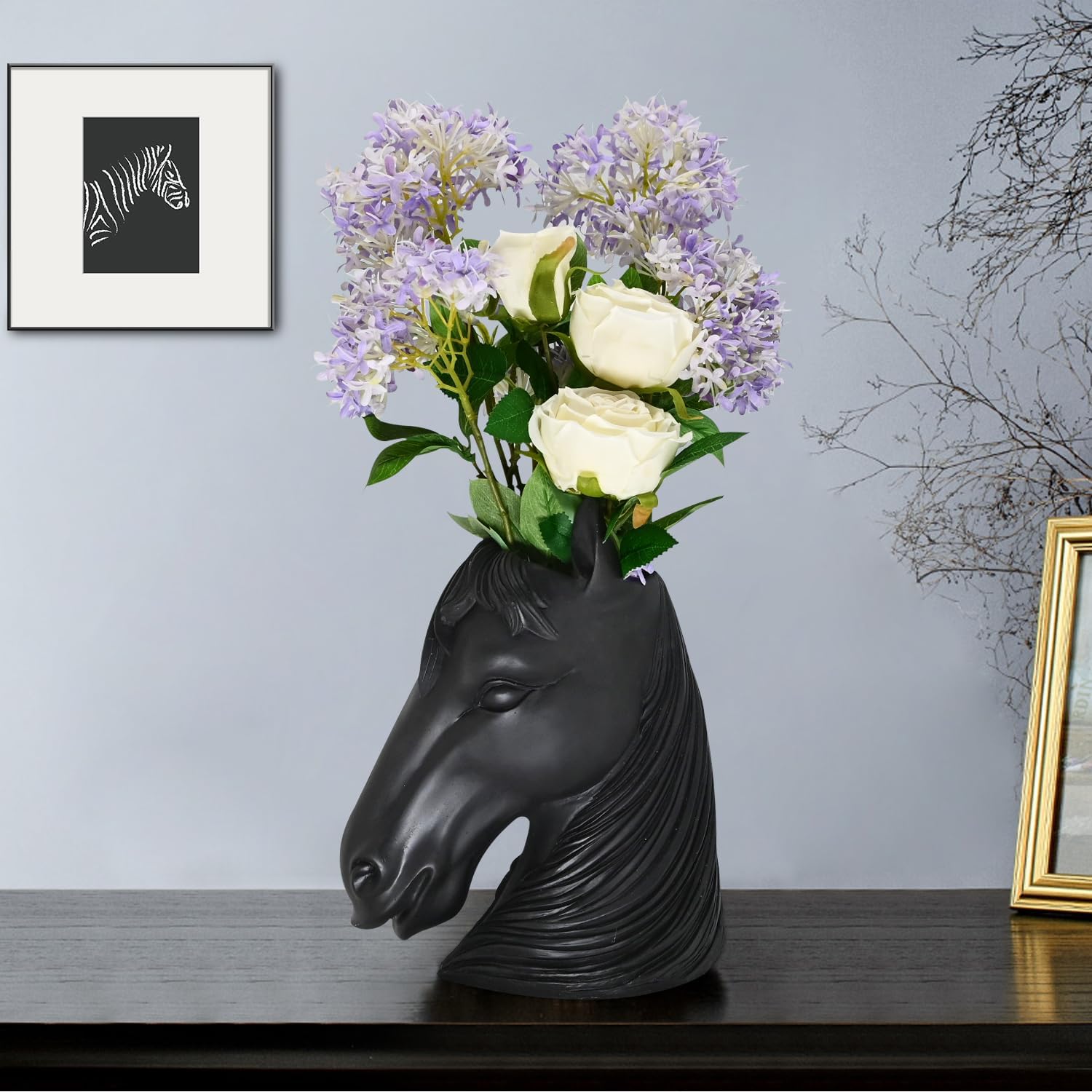 Modern Black Horse Head Vase Unique Home Decor