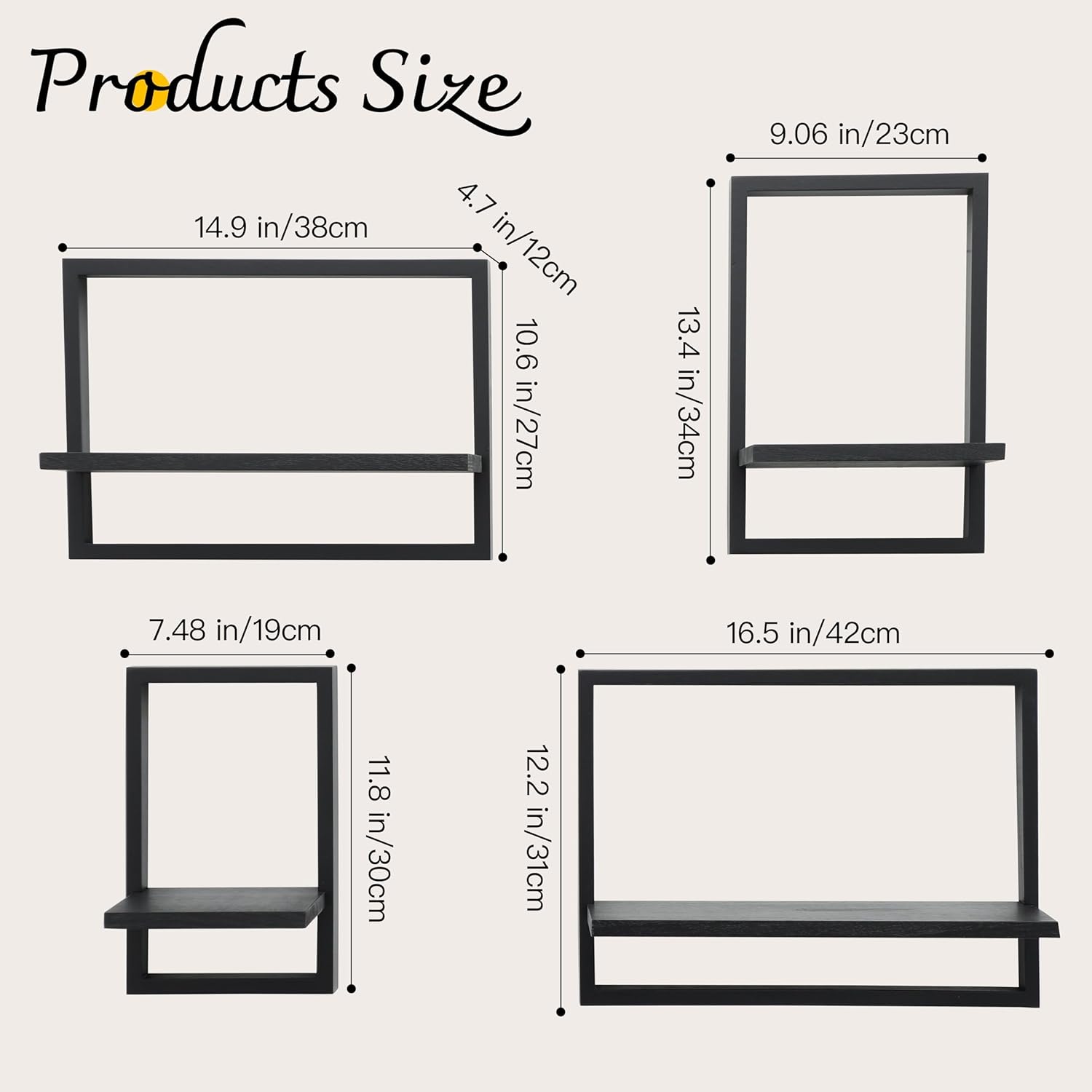 PHOENANCEE Square Floating Shelves Set of 4