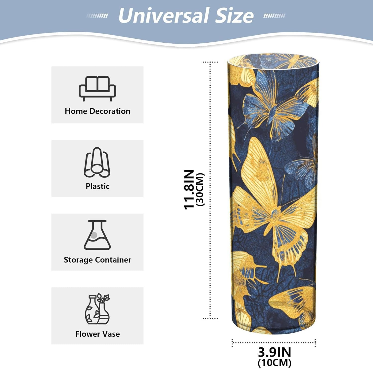 Blue and Gold Butterfly Plastic Candle Holder 118 x 39 Inch