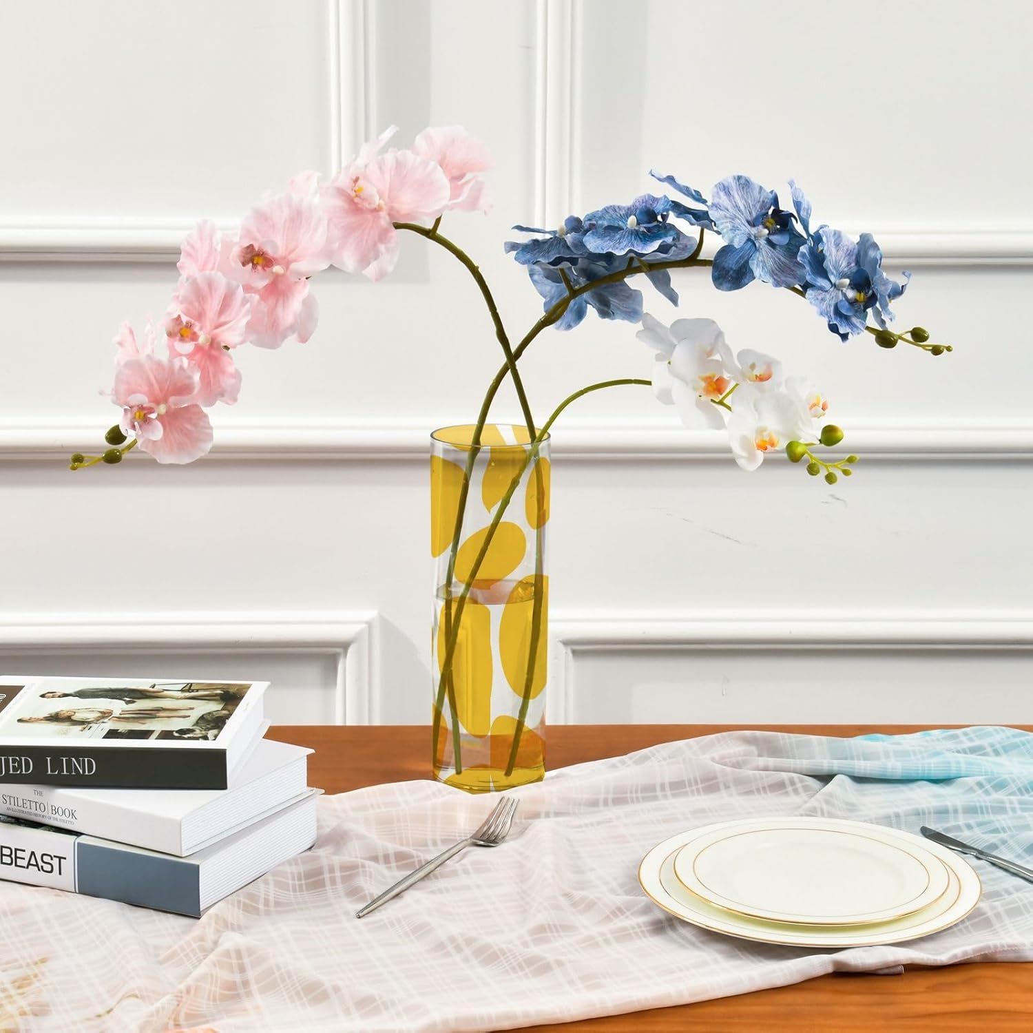 Yellow Spots Plastic Hurricane Flower Vase 118 x 39 Inch