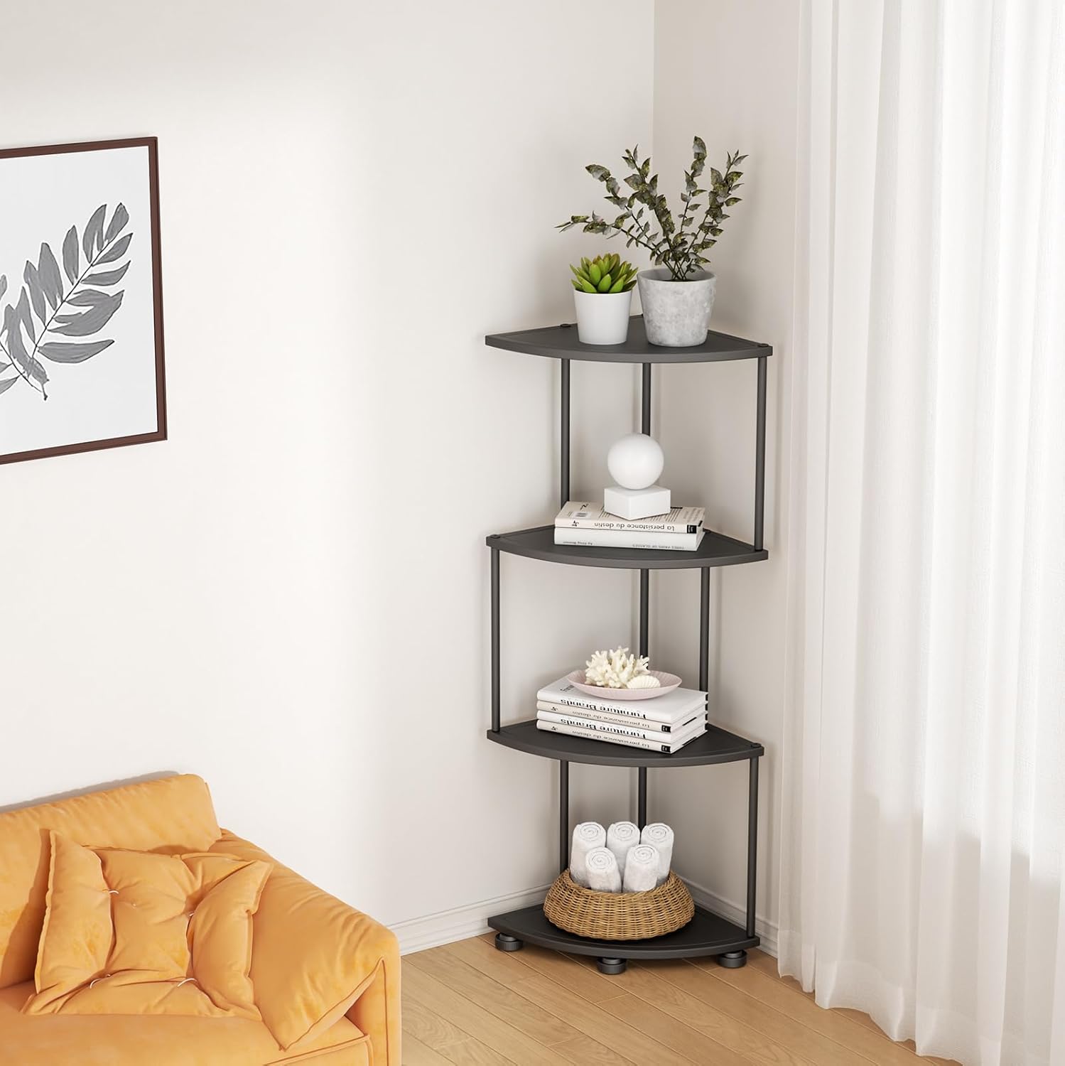 Haomsj 4 Tier Metal Corner Shelf Stand 41 Inches