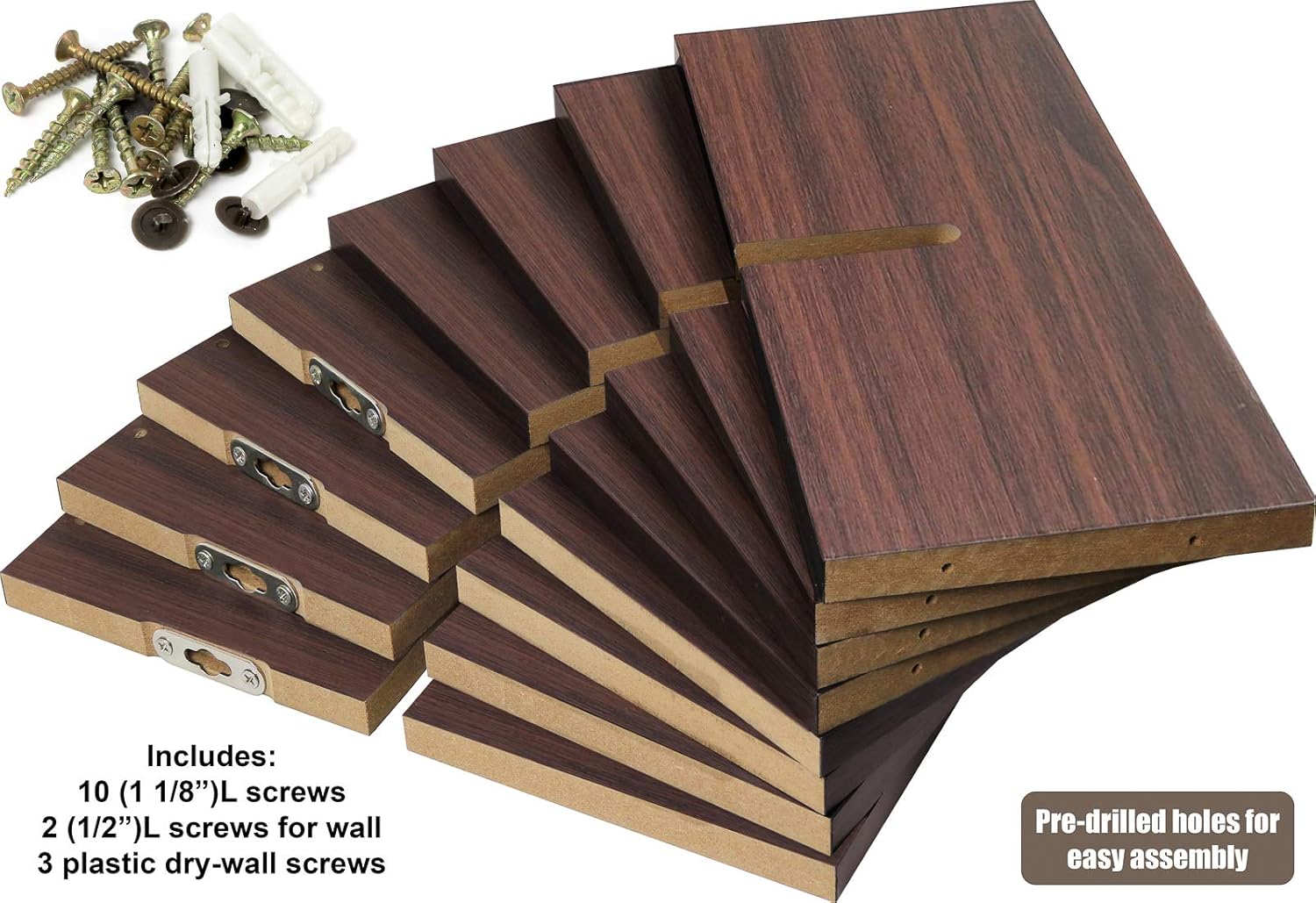Greenco 4 Cube Intersecting Floating Shelves Walnut