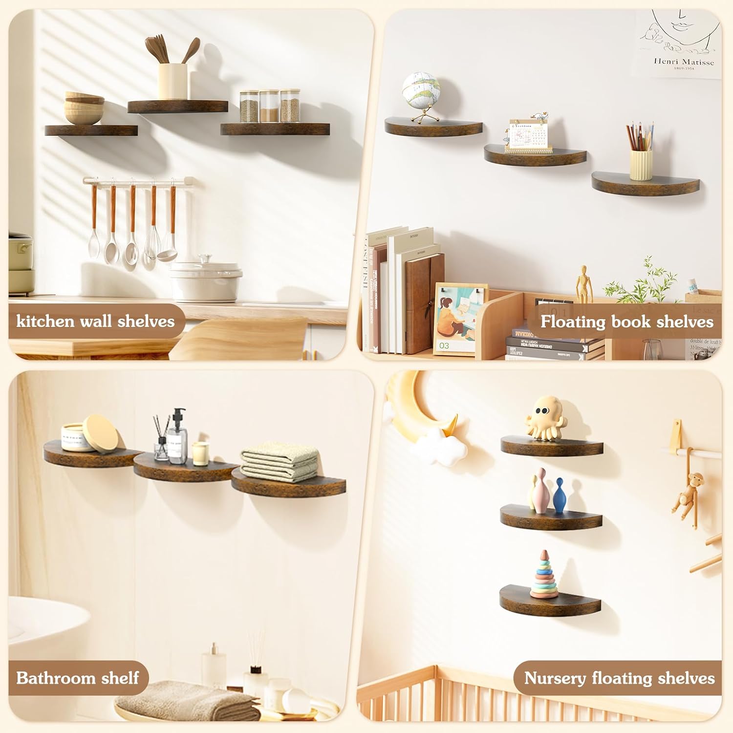 Olakee Floating Shelves Set of 3 Carbonized Black