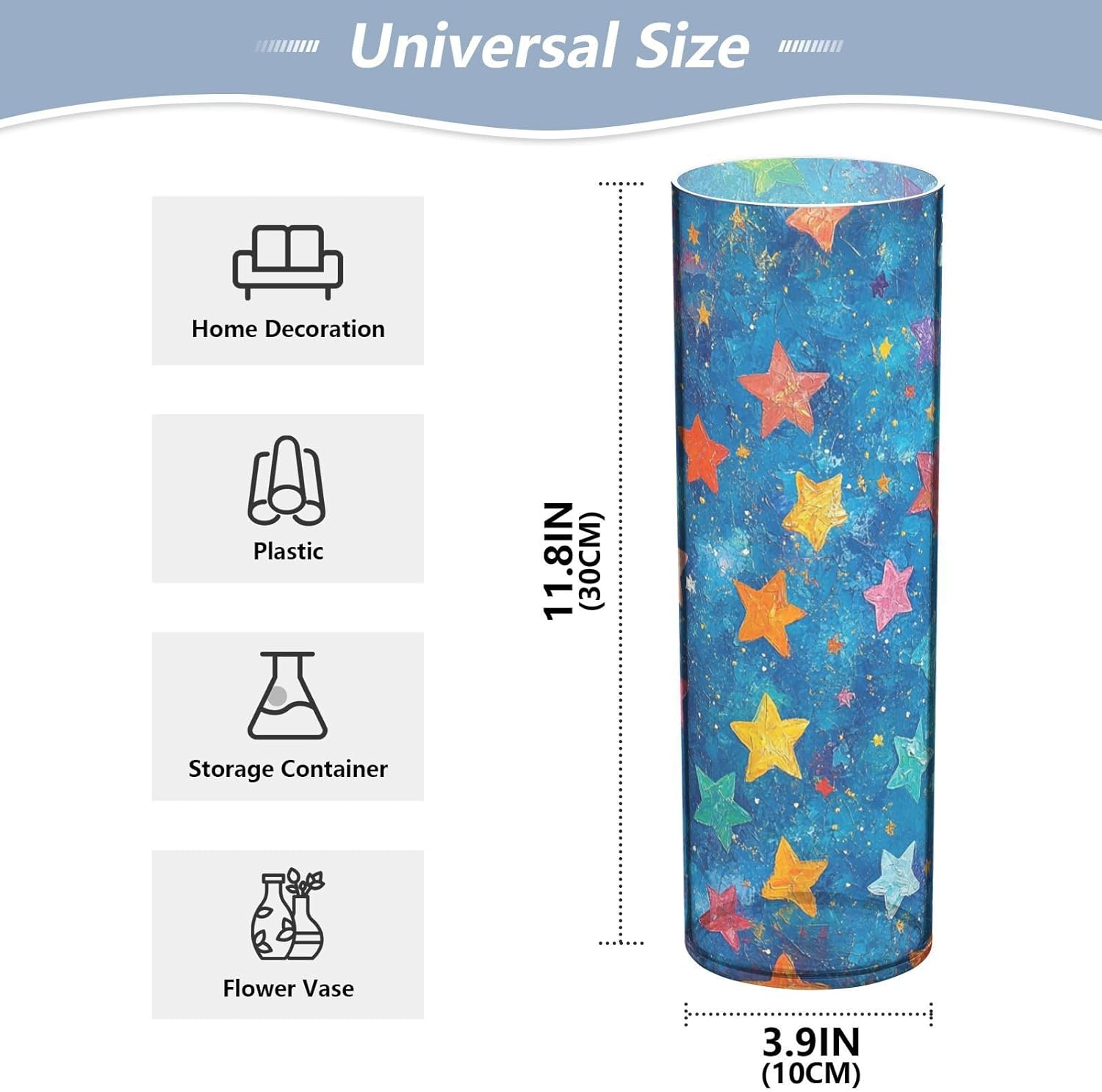 Blue Star Plastic Hurricane Candle Holder 118x39 Inch Aesthetic