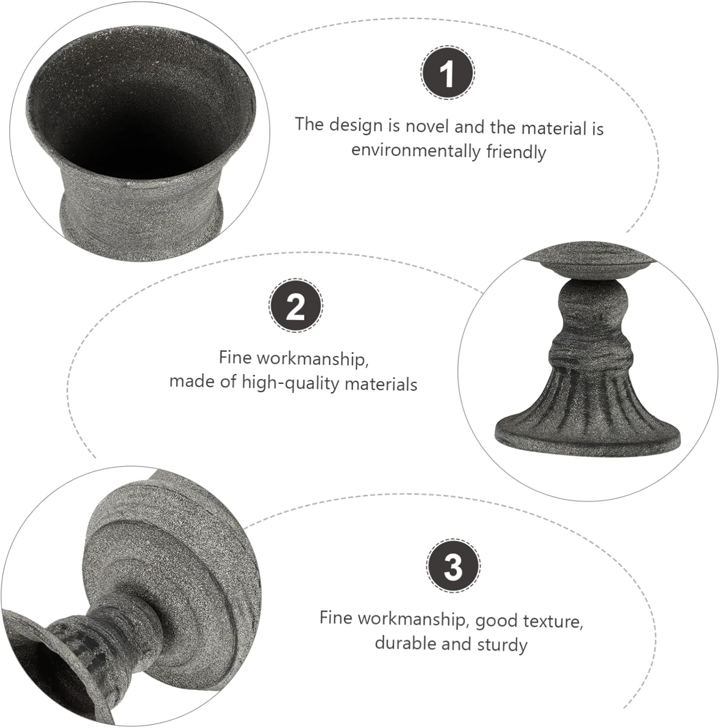 Wakauto Vintage Gray Metal Flower Vase for Wedding Home Decor