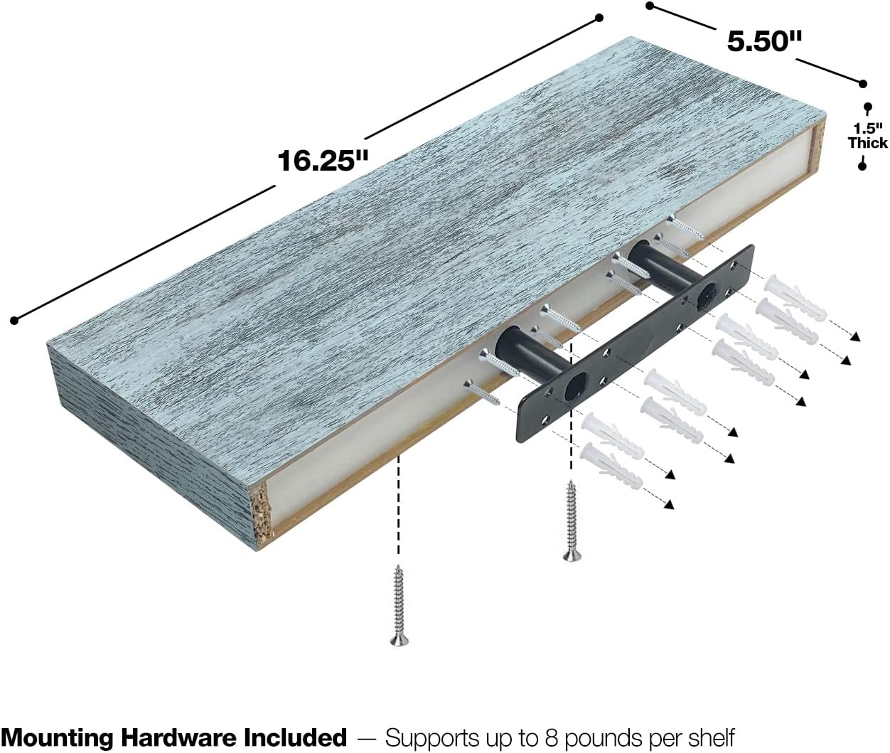 Sorbus Floating Shelves 3 Pack Rustic Blue