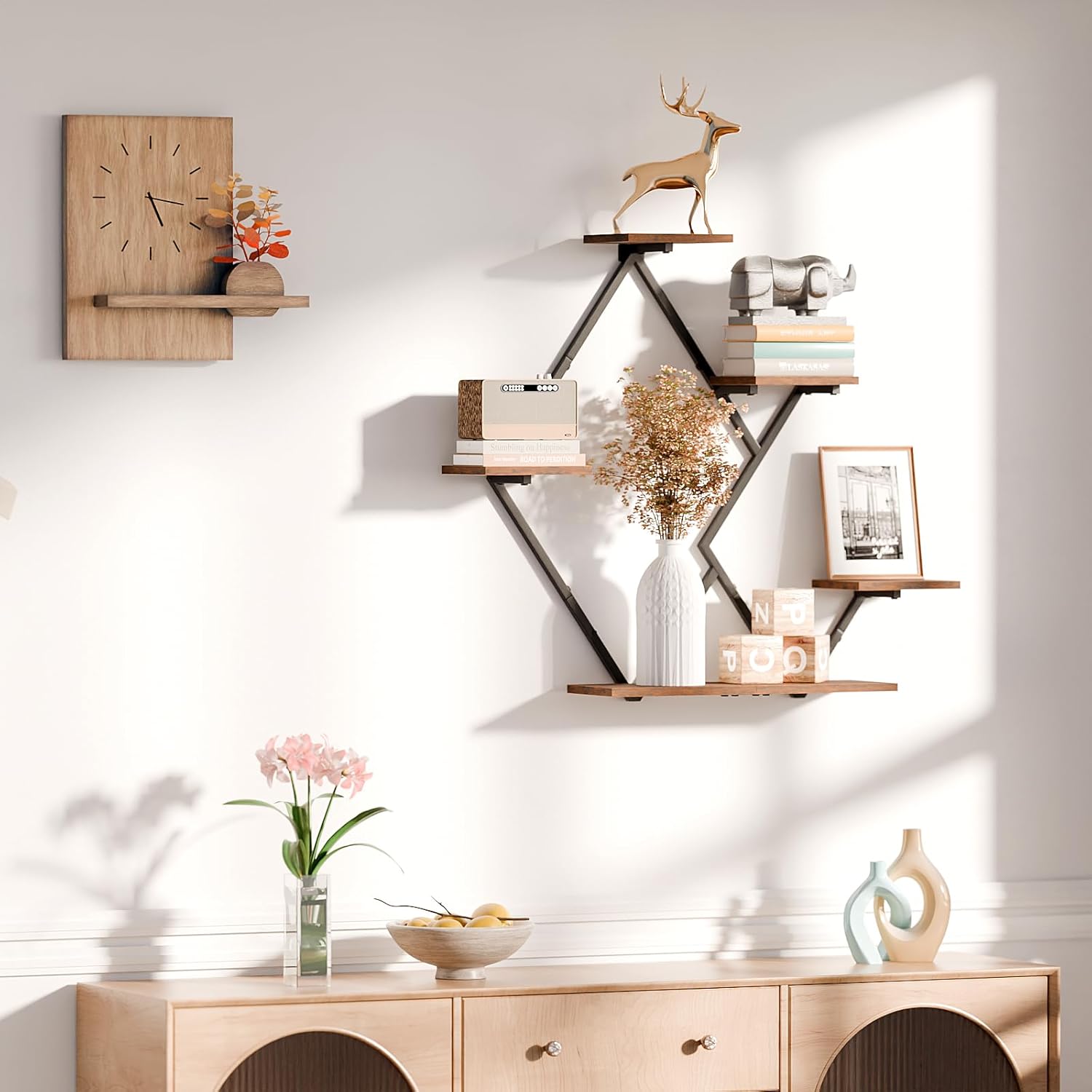 Floating Shelves for Wall Rustic Brown Black
