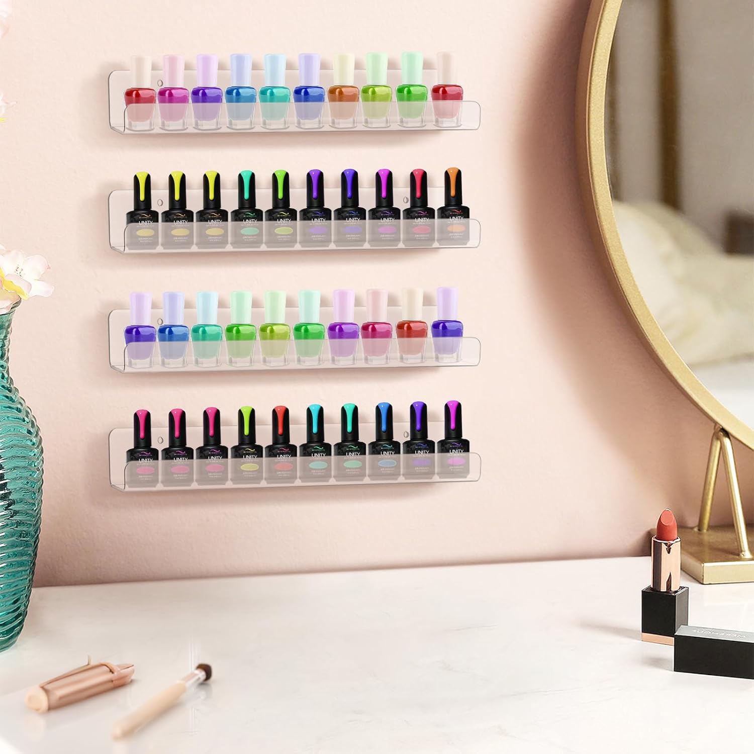 6 Pack Clear Acrylic Floating Shelves for Home Organization and Decor