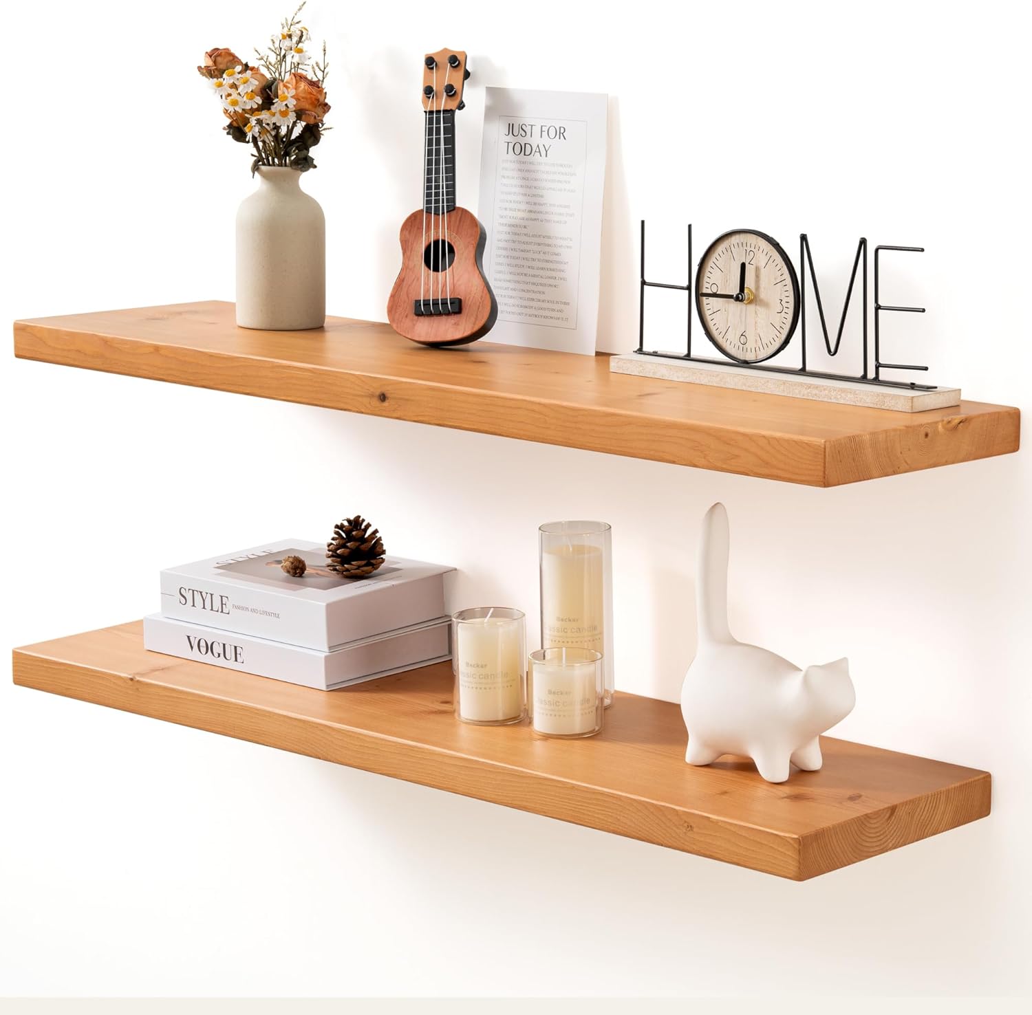 Axeman 36 Inch Floating Shelves Set of 2 Natural Finish
