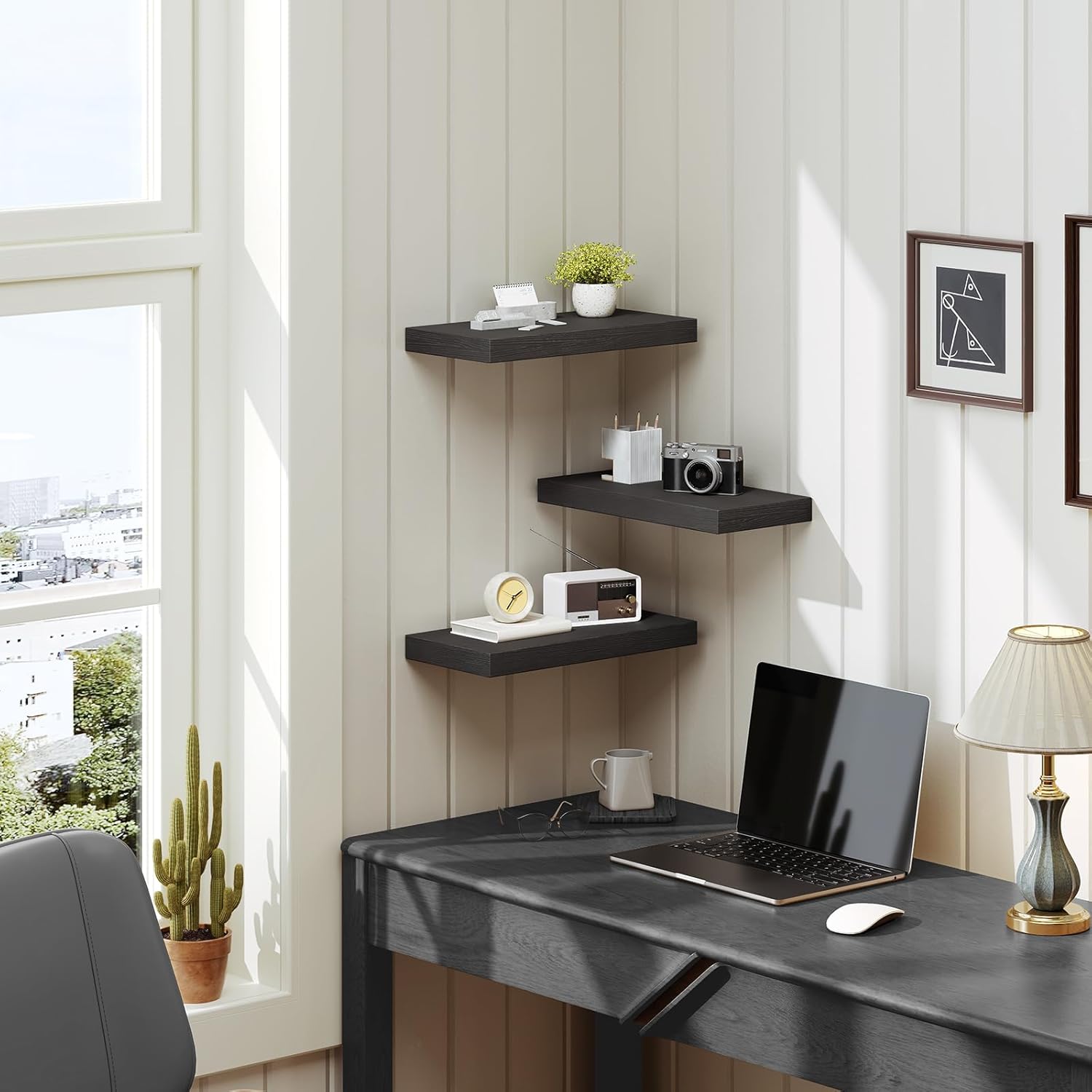 RALGEND Floating Wall Shelf Set of 3 Black