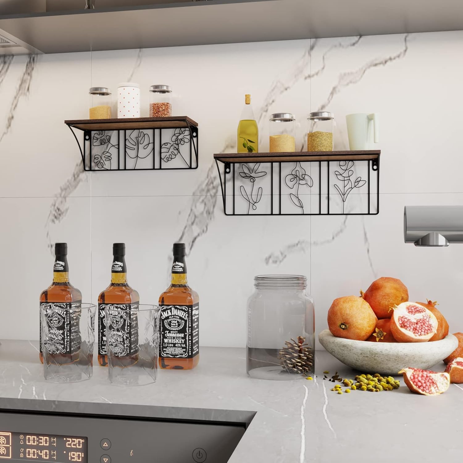 QUTREY Floating Shelves Set of 2 Minimalist Metal Abstract Decor for Living Room and Bedroom